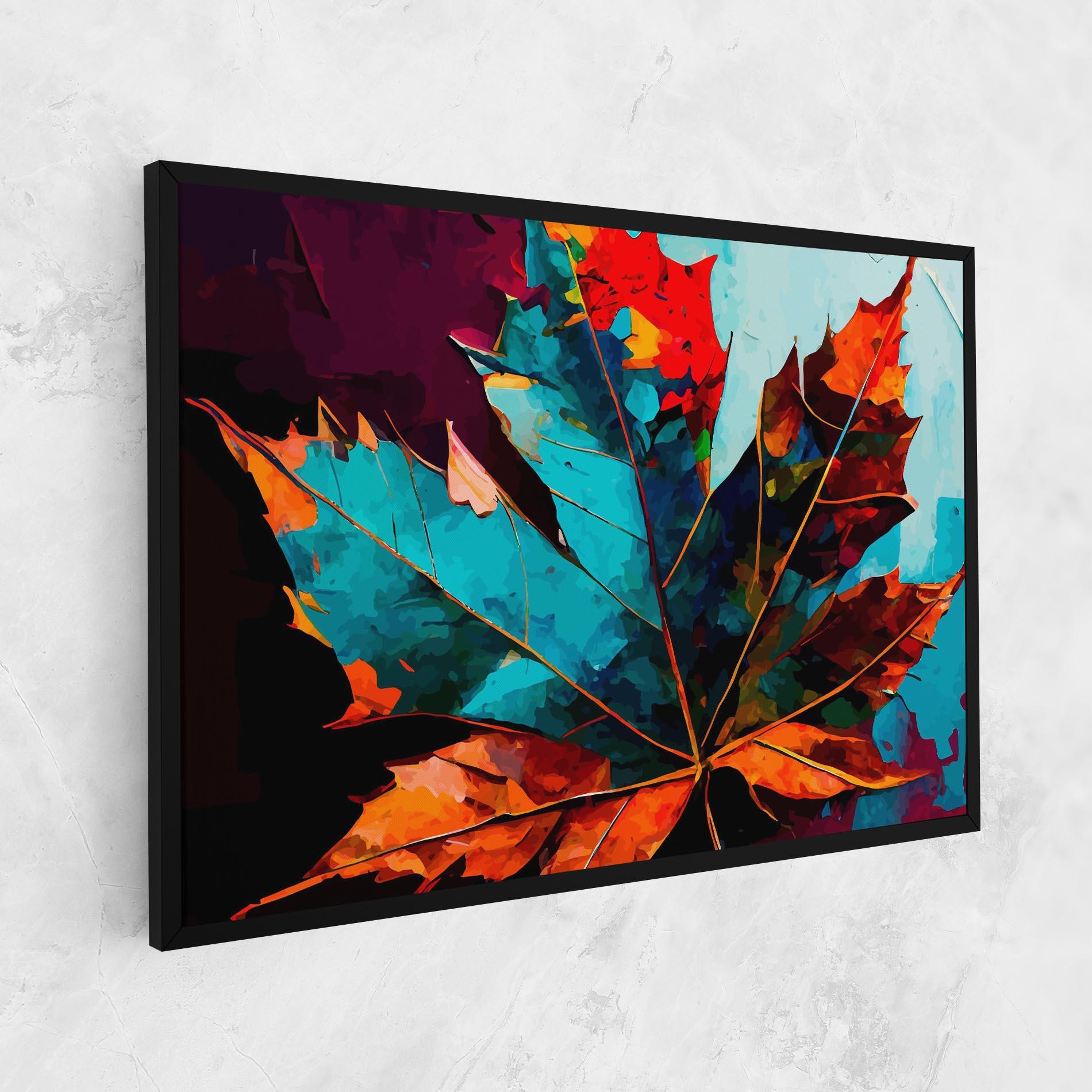 Картина на платно Blue Orange Leaf mockup 1