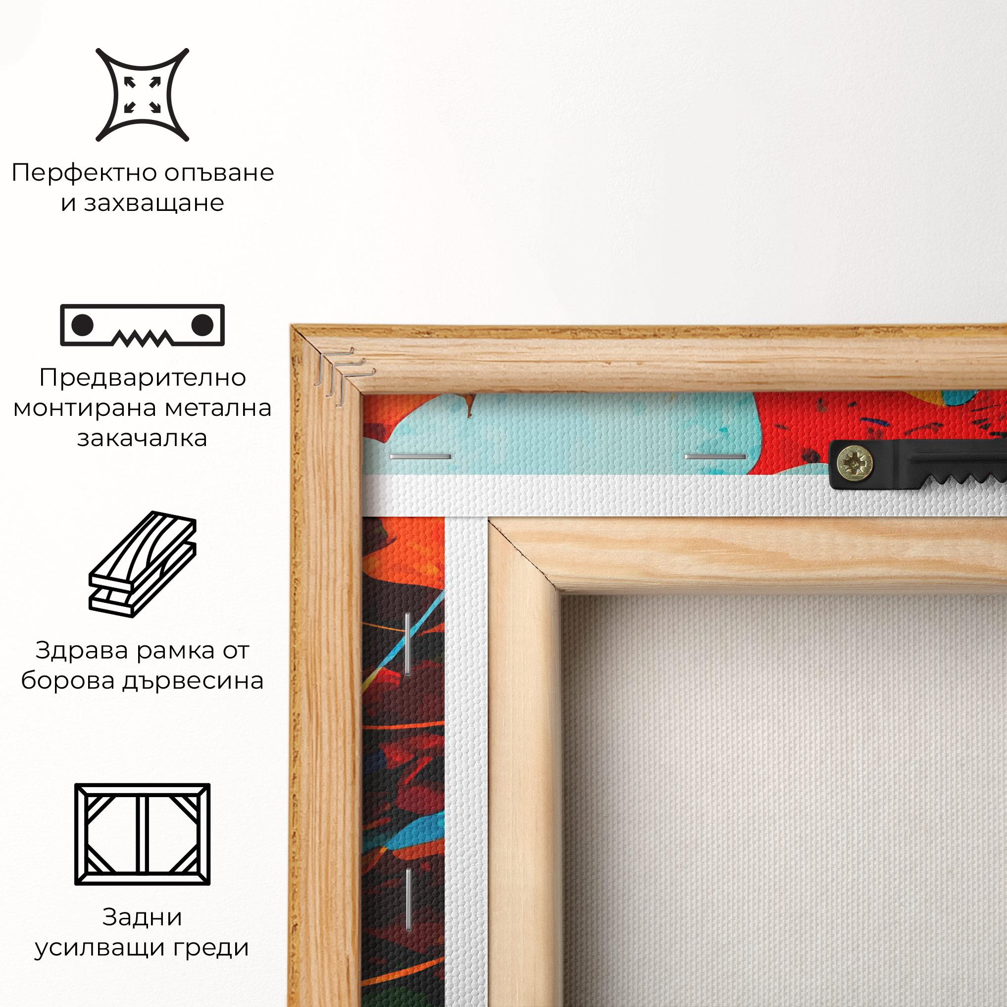 Картина на платно Blue Orange Leaf mockup 5