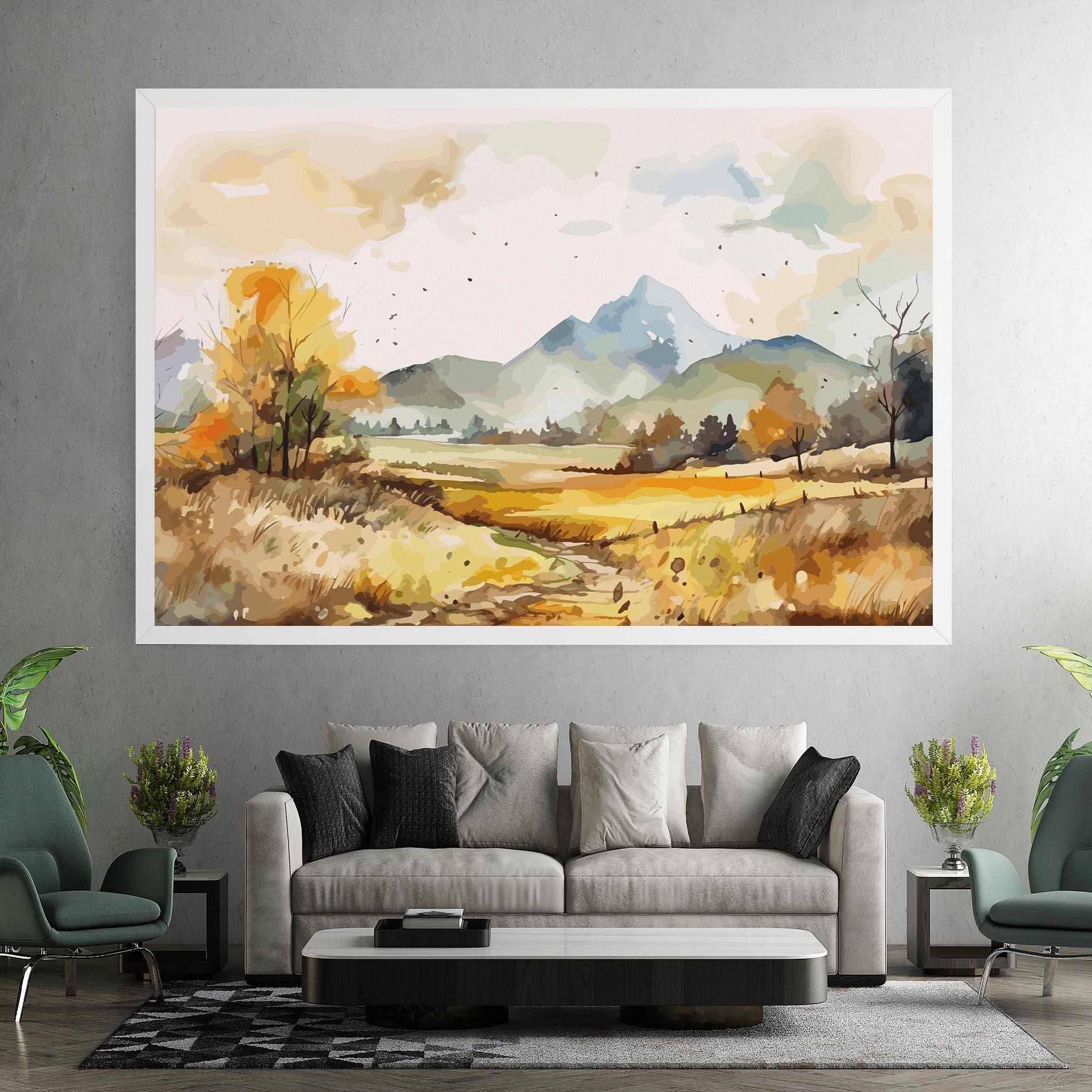 Картина на платно Yellow Blue Autumn mockup 7