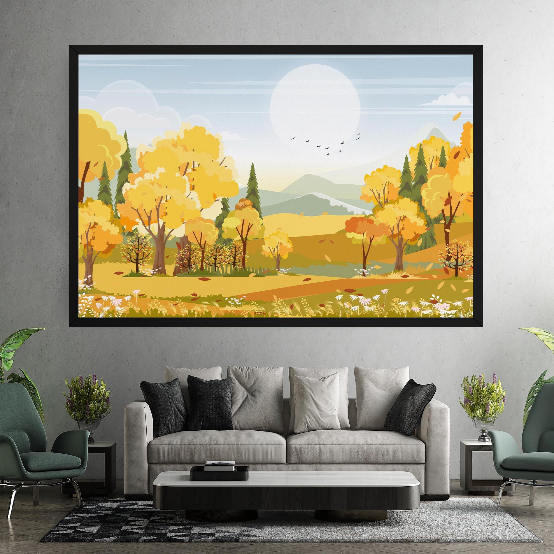 Картина на платно Autumn Yellow View mockup 7