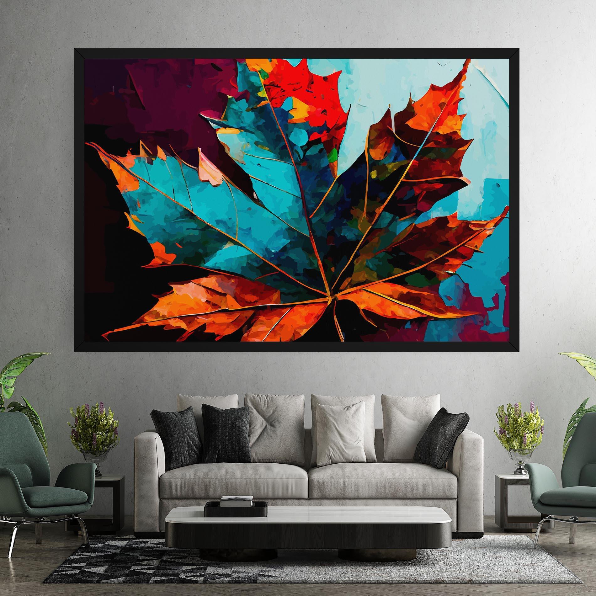 Картина на платно Blue Orange Leaf mockup 7