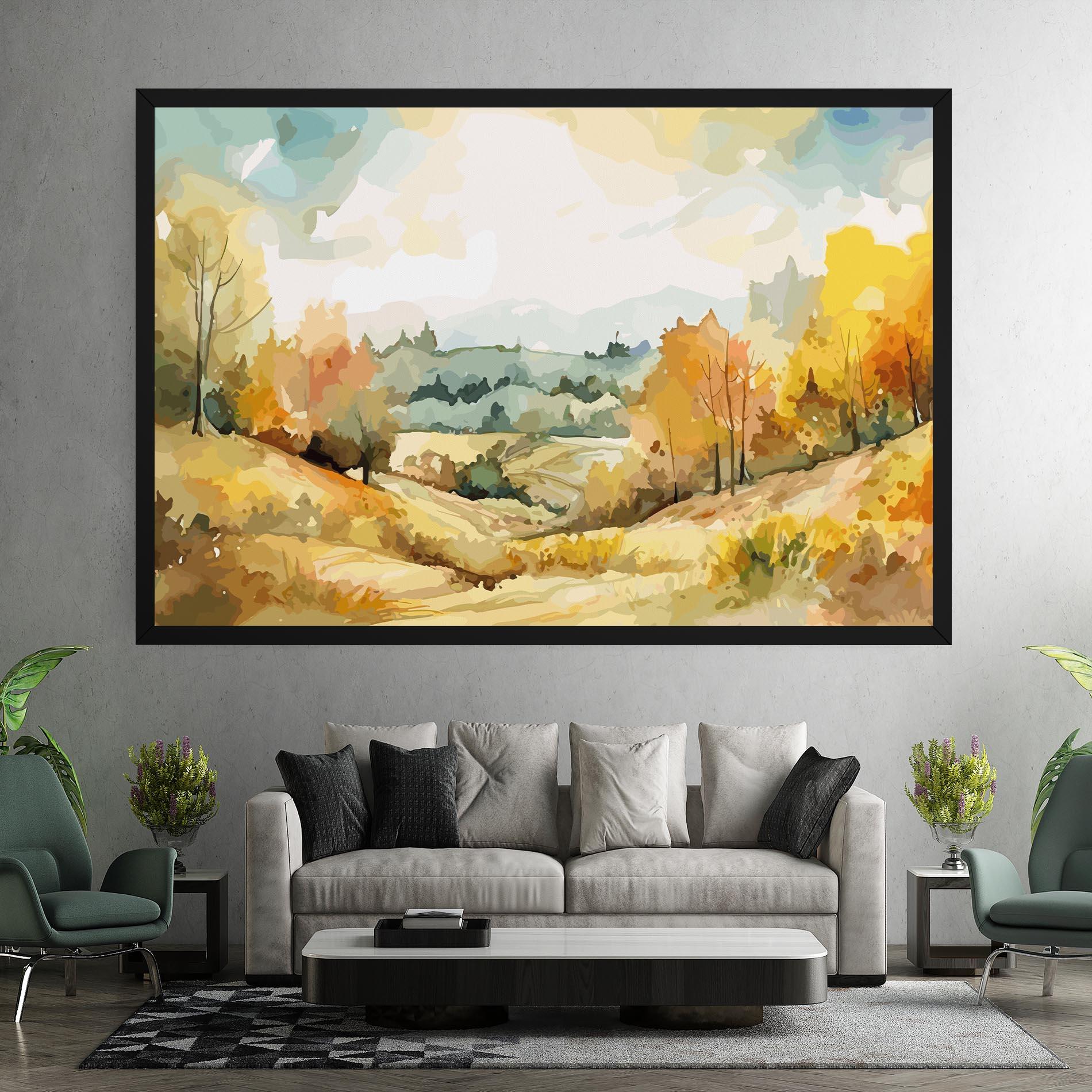 Картина на платно Green Yellow Autumn mockup 7