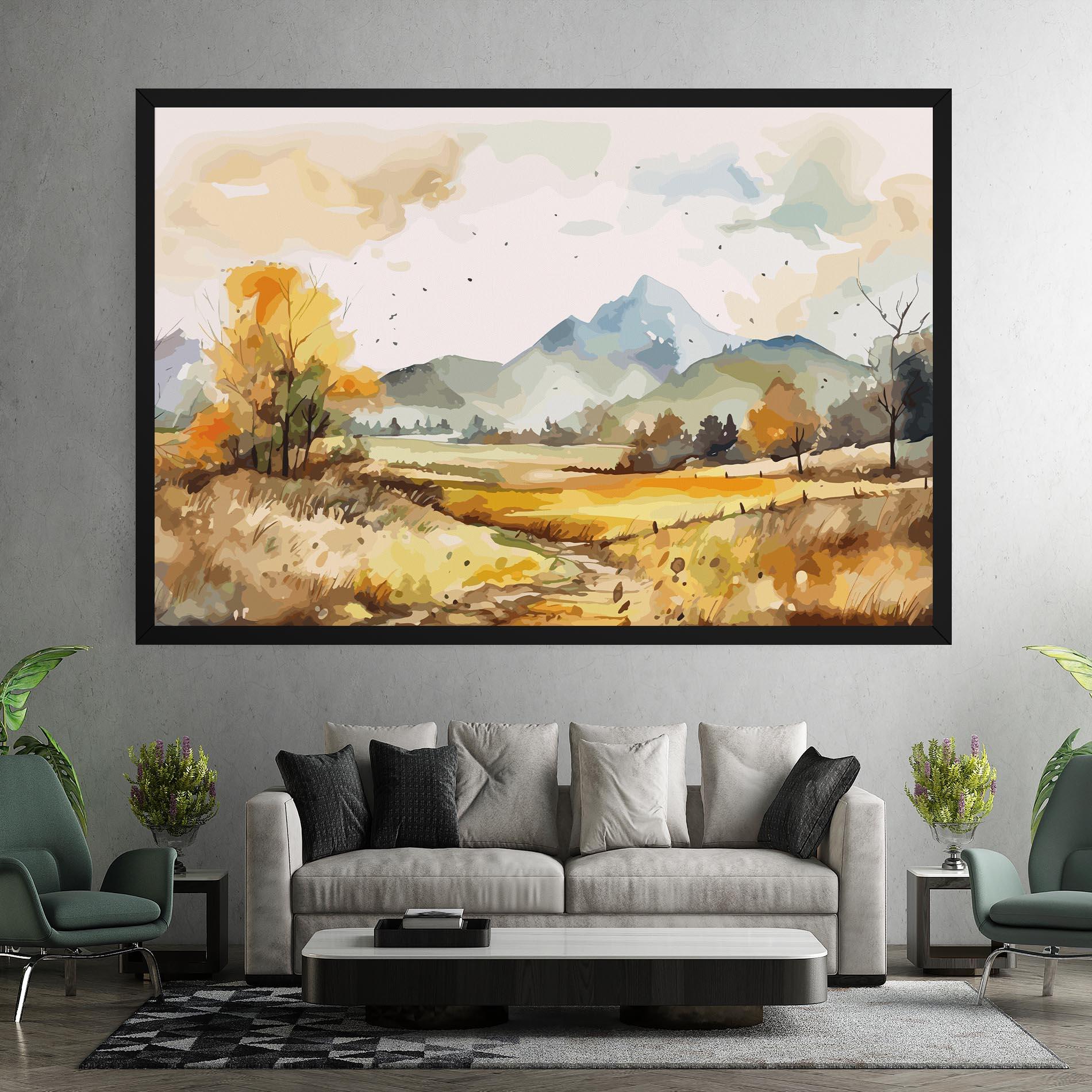 Картина на платно Yellow Blue Autumn mockup 7