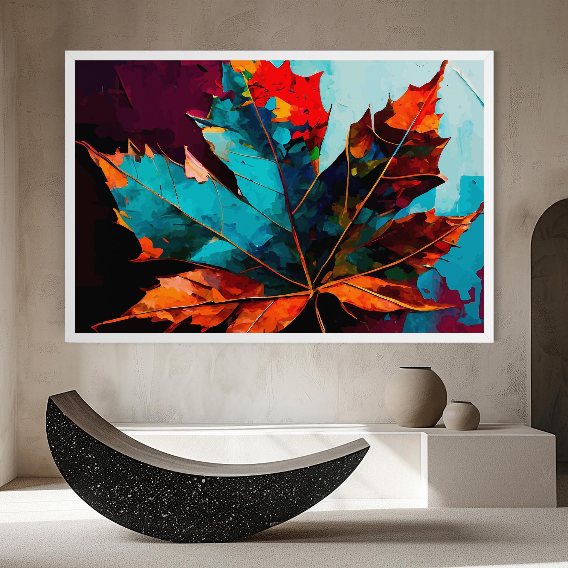 Картина на платно Blue Orange Leaf mockup 8