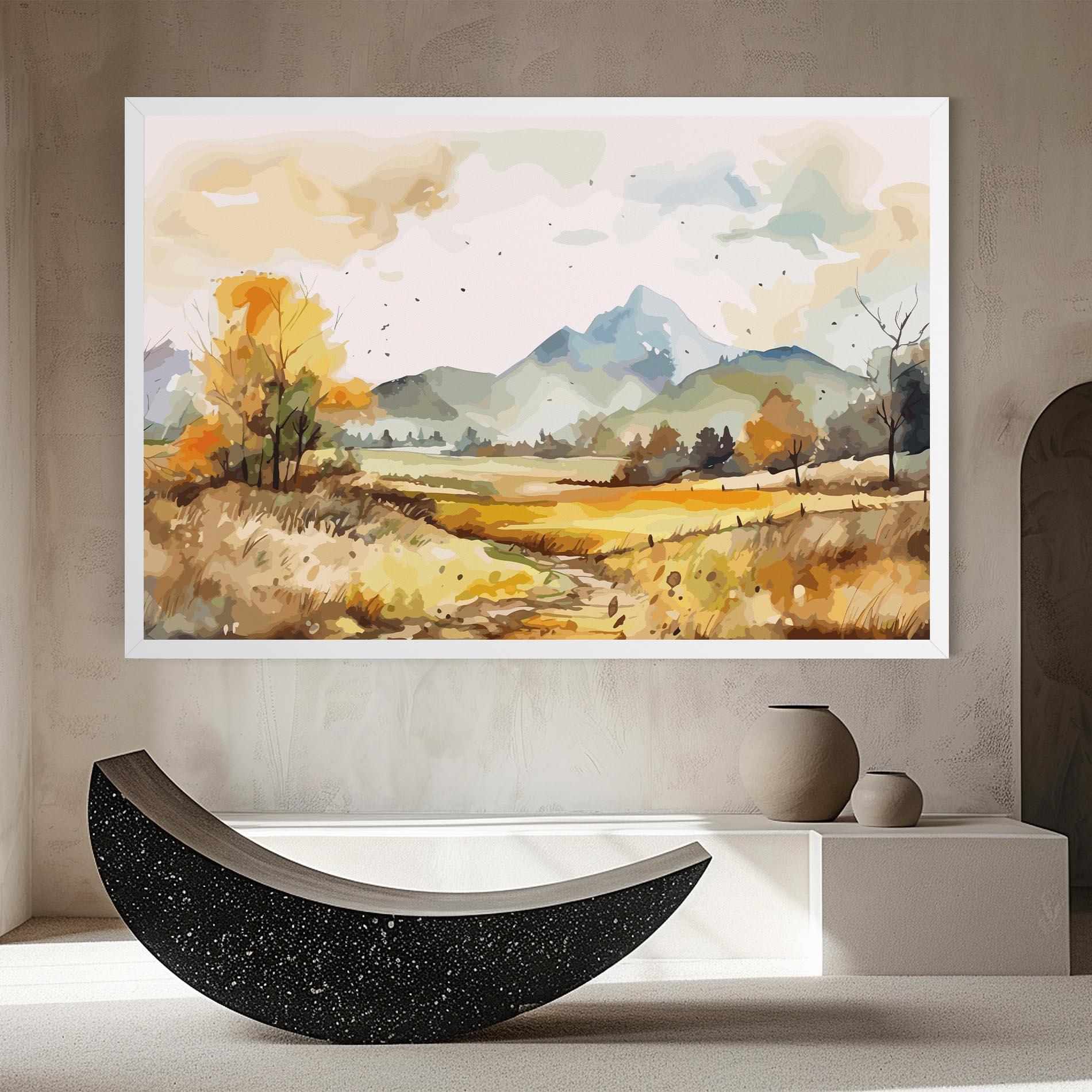Картина на платно Yellow Blue Autumn mockup 8