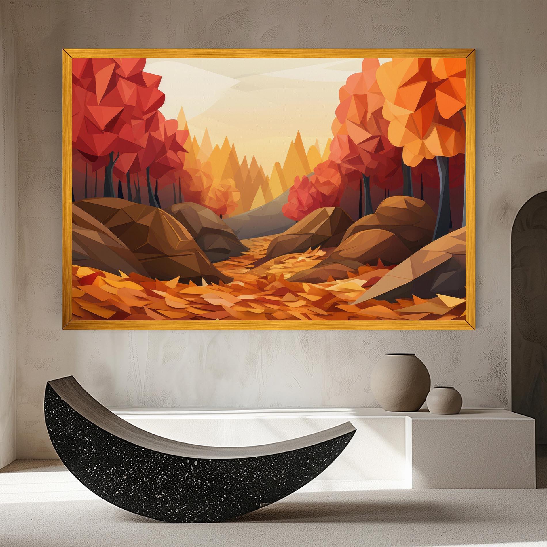 Картина на платно Autumn Orange Forest mockup 8