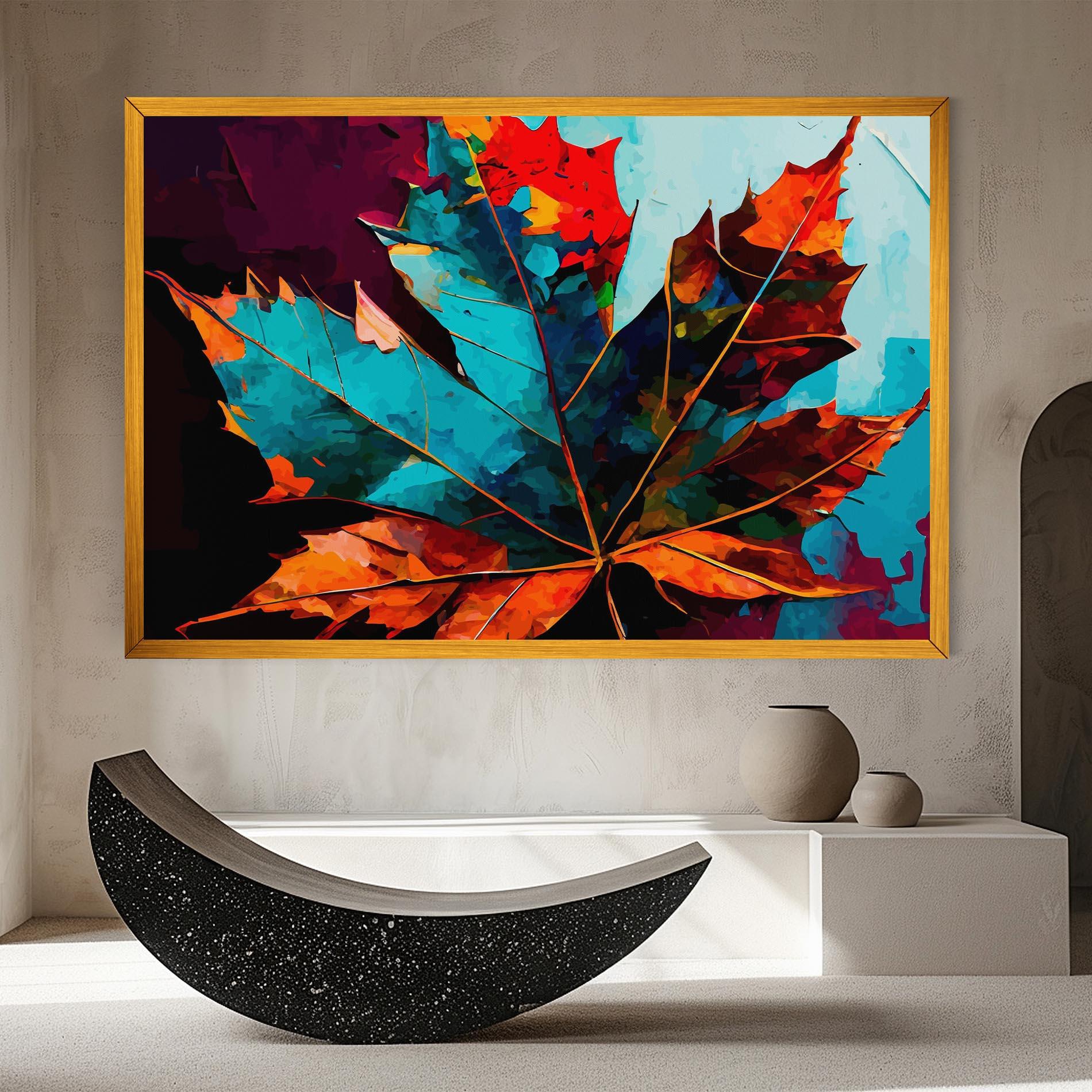 Картина на платно Blue Orange Leaf mockup 8