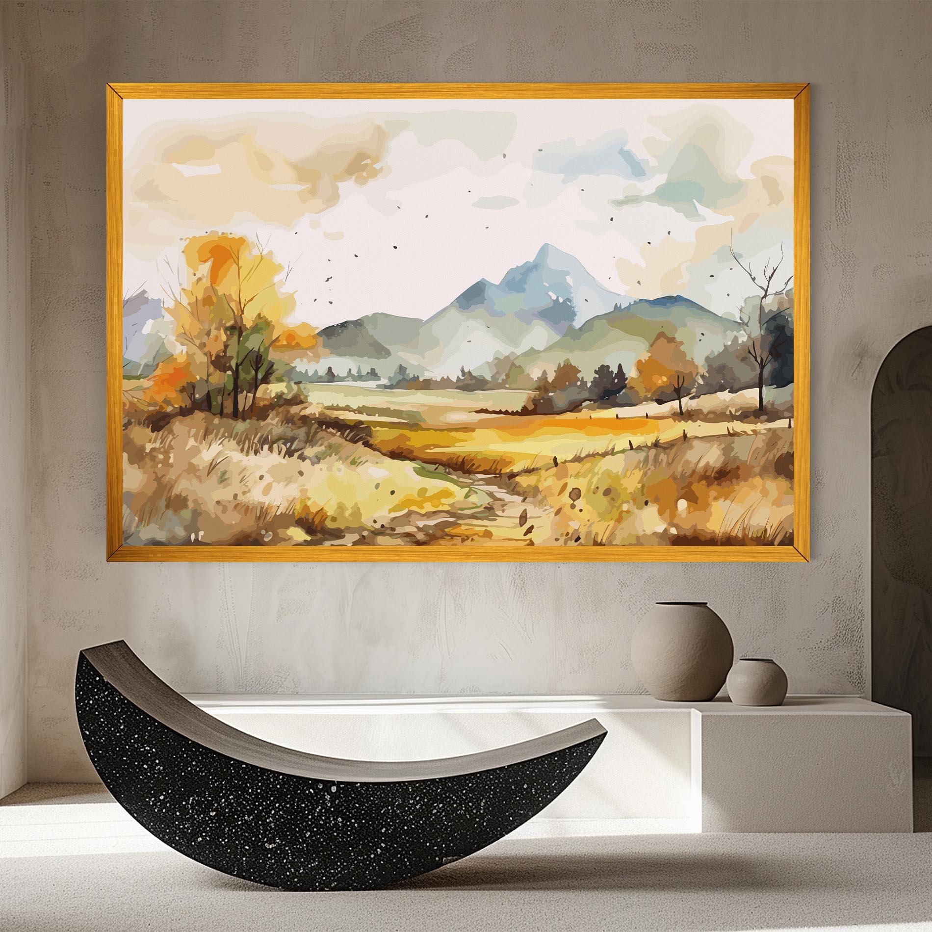 Картина на платно Yellow Blue Autumn mockup 8