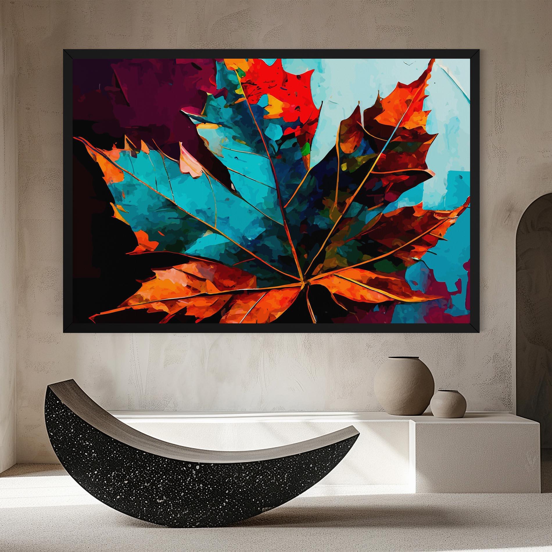 Картина на платно Blue Orange Leaf mockup 8