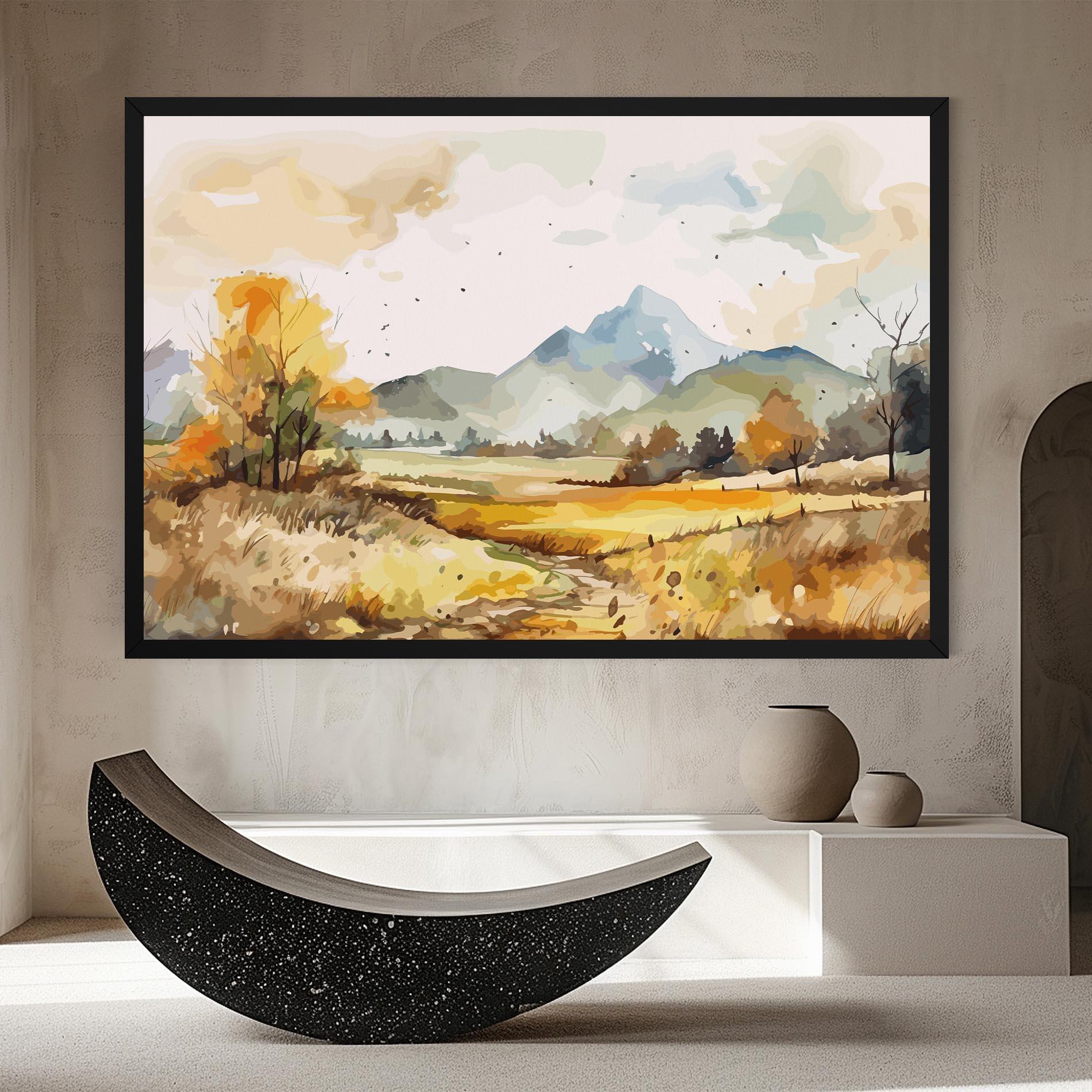Картина на платно Yellow Blue Autumn mockup 8