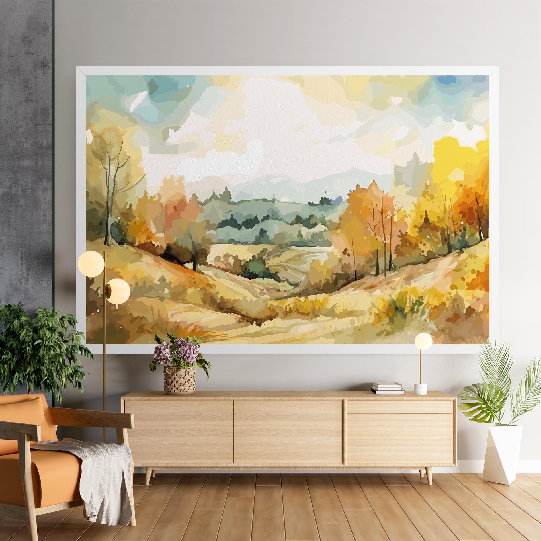 Картина на платно Green Yellow Autumn mockup 9