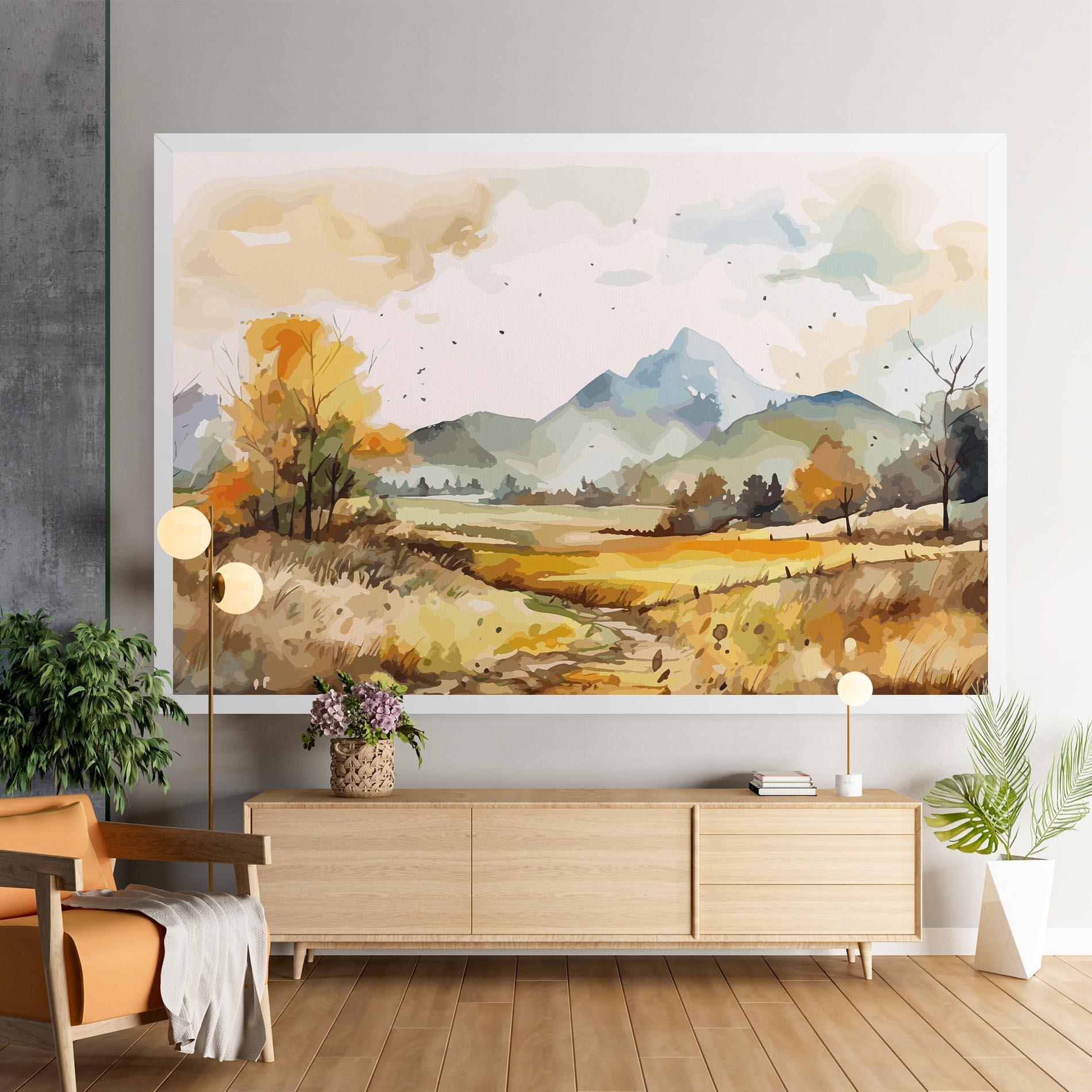Картина на платно Yellow Blue Autumn mockup 9