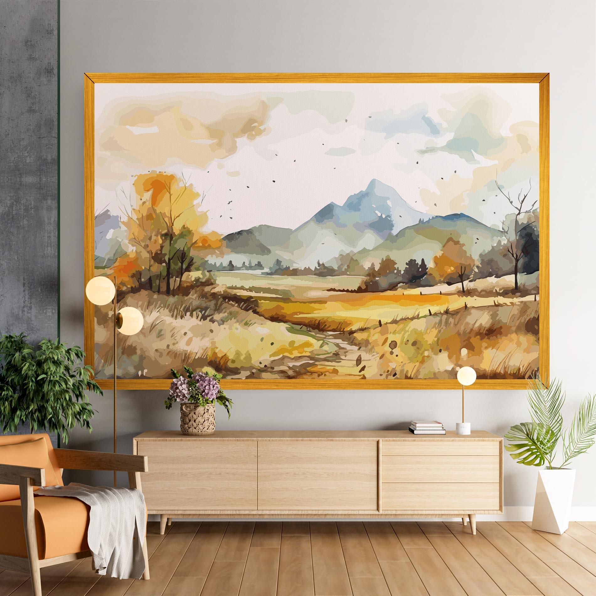 Картина на платно Yellow Blue Autumn mockup 9