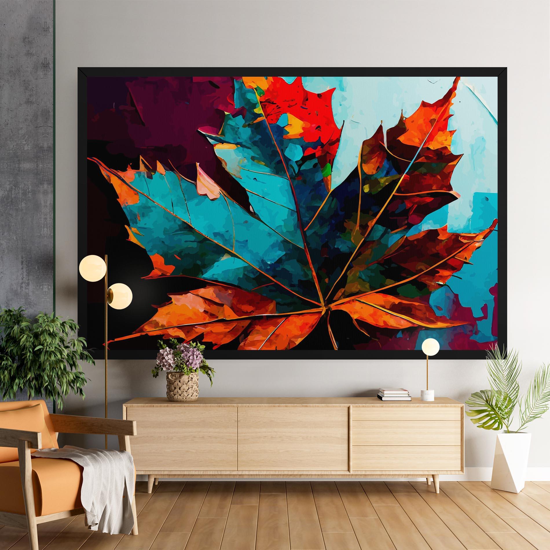 Картина на платно Blue Orange Leaf mockup 9