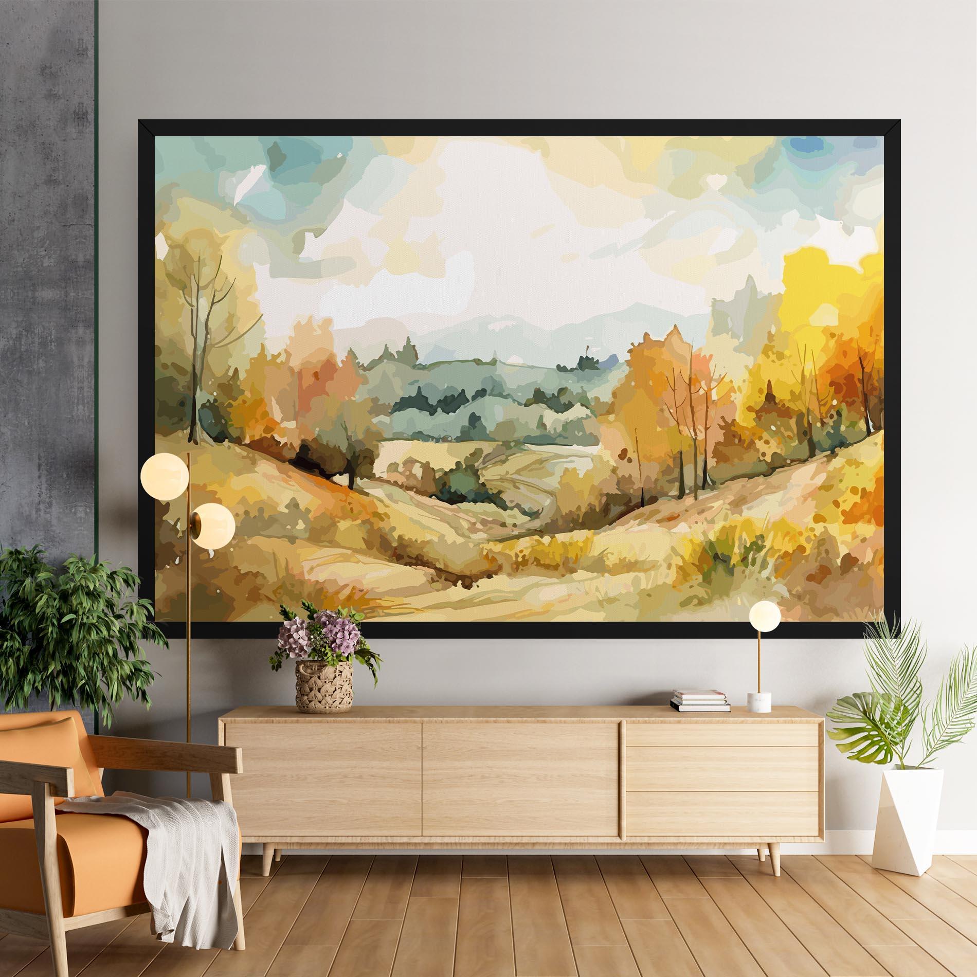 Картина на платно Green Yellow Autumn mockup 9