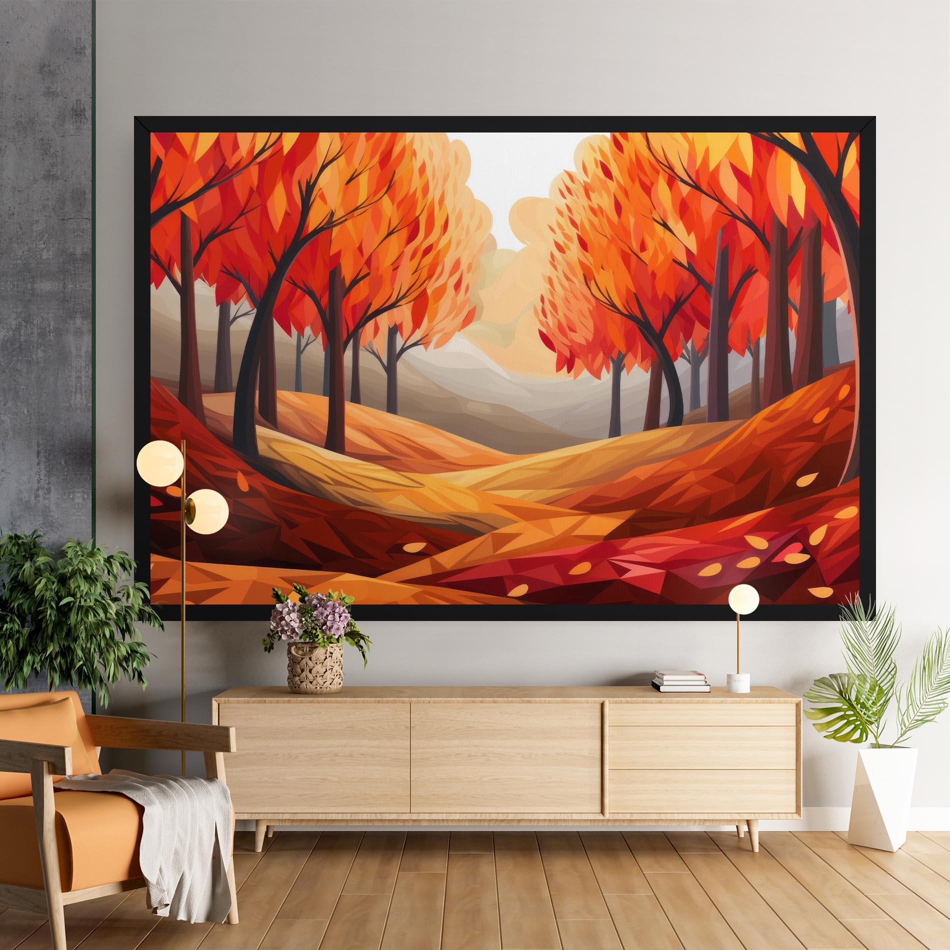 Картина на платно Red Trees Art mockup 9