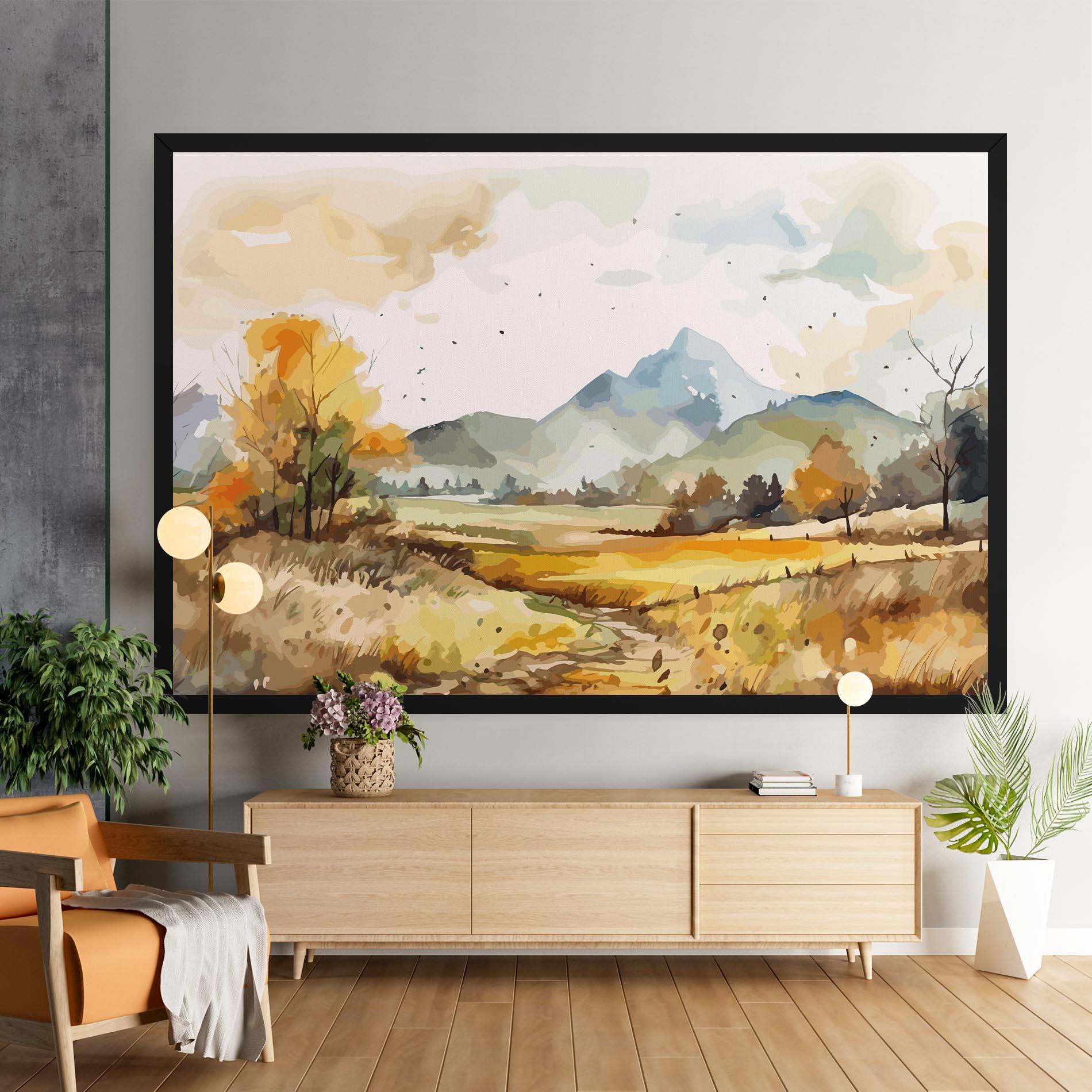 Картина на платно Yellow Blue Autumn mockup 9