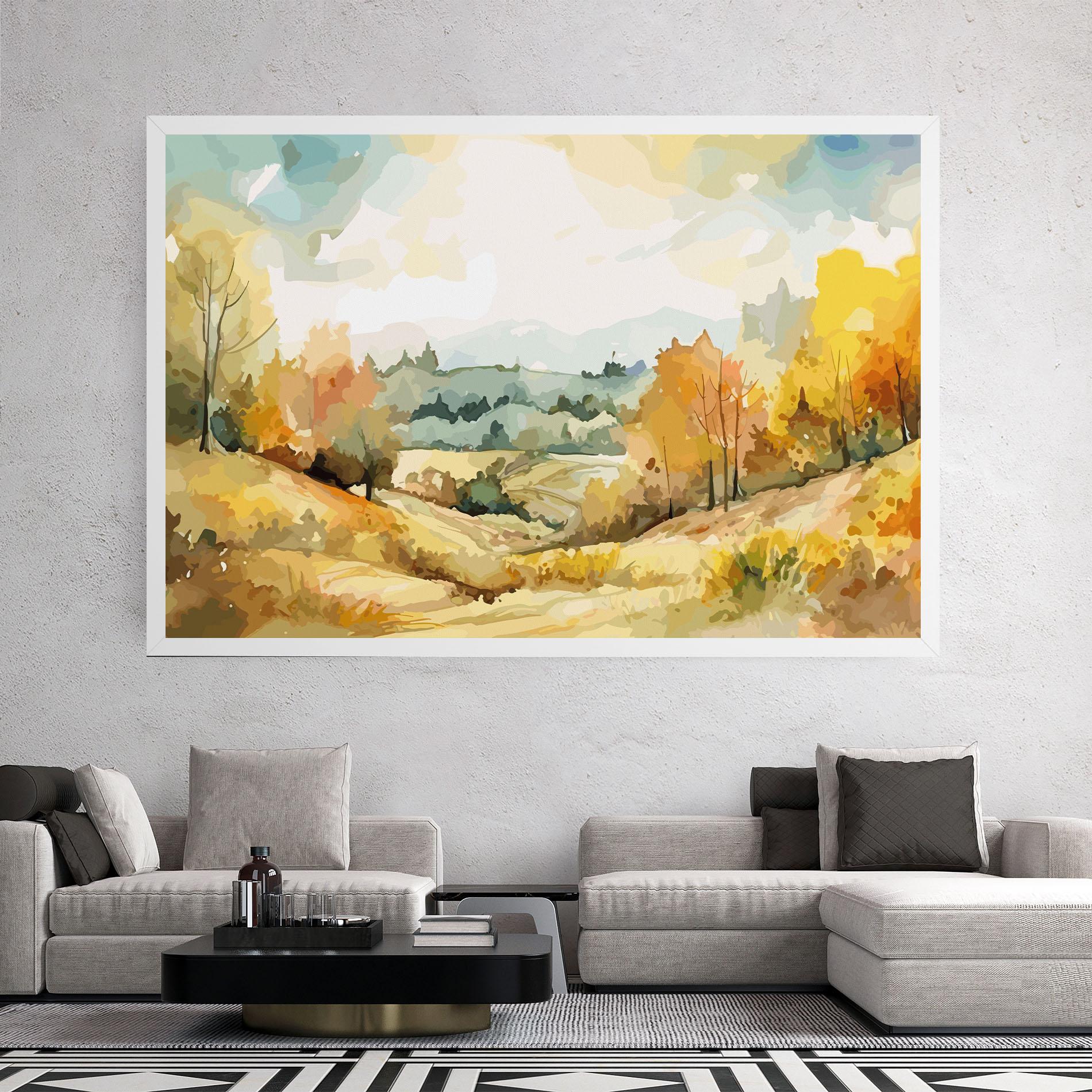 Картина на платно Green Yellow Autumn mockup 2