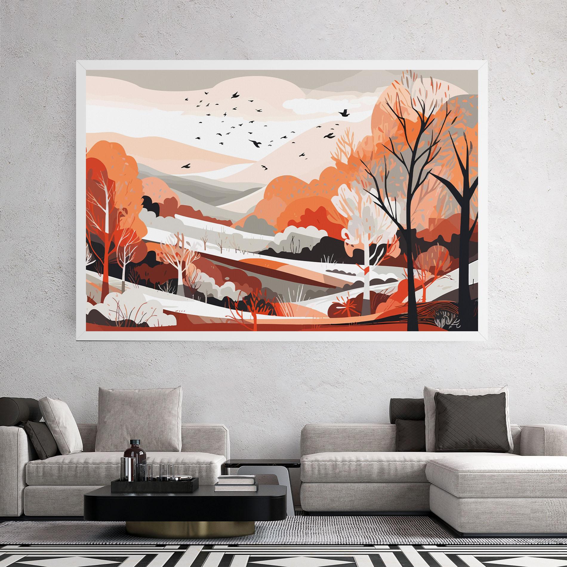 Картина на платно Grey Orange Autumn mockup 2
