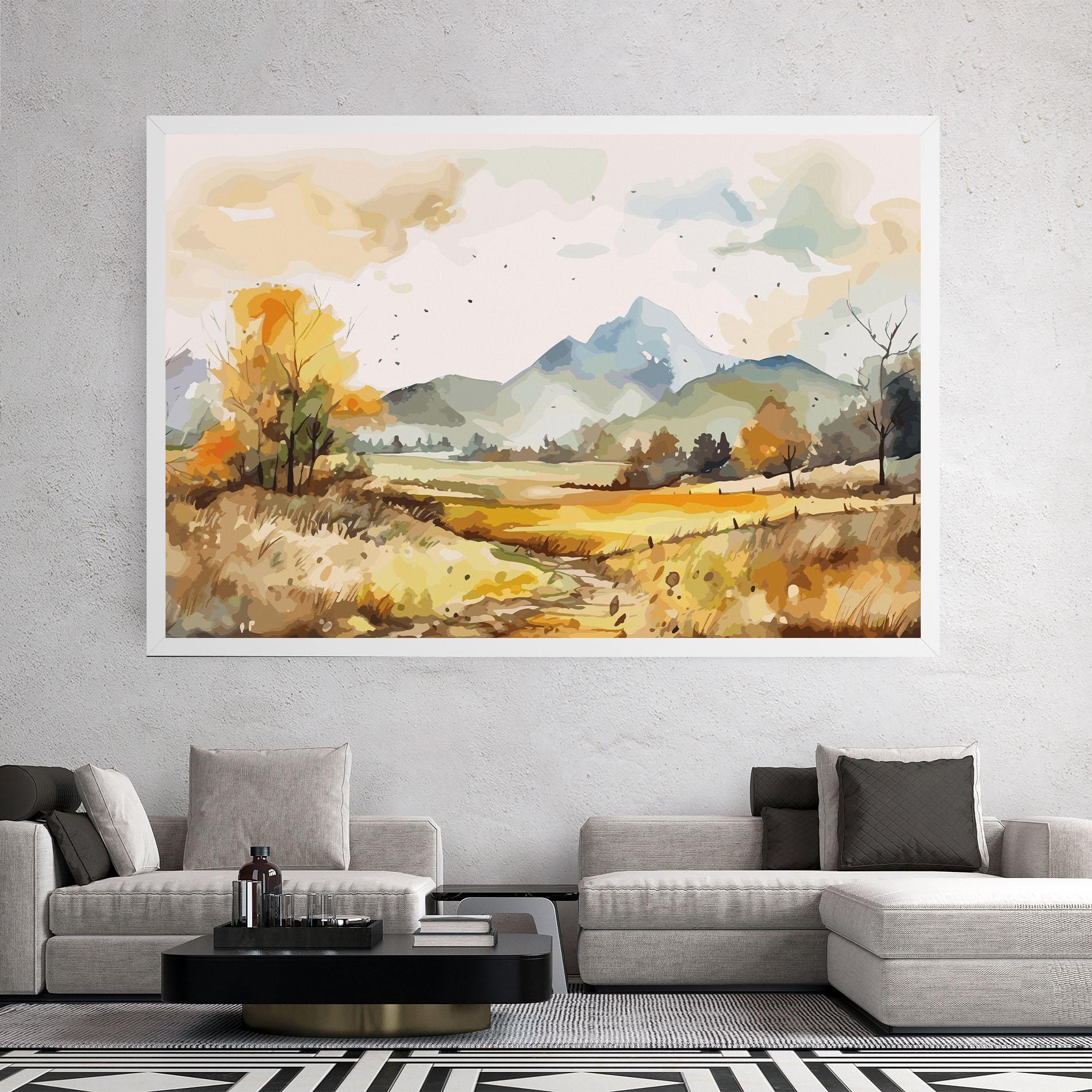 Картина на платно Yellow Blue Autumn mockup 2