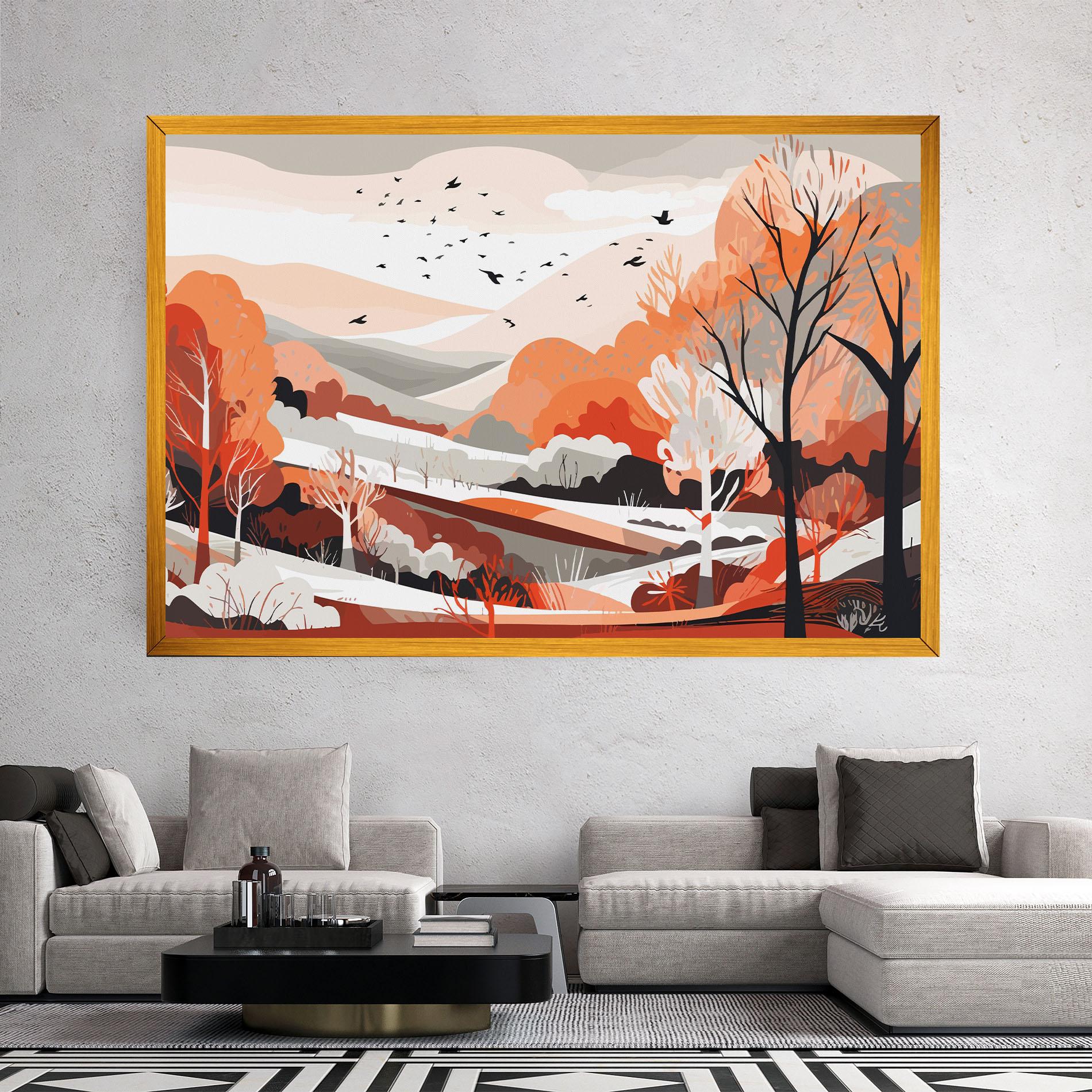 Картина на платно Grey Orange Autumn mockup 2