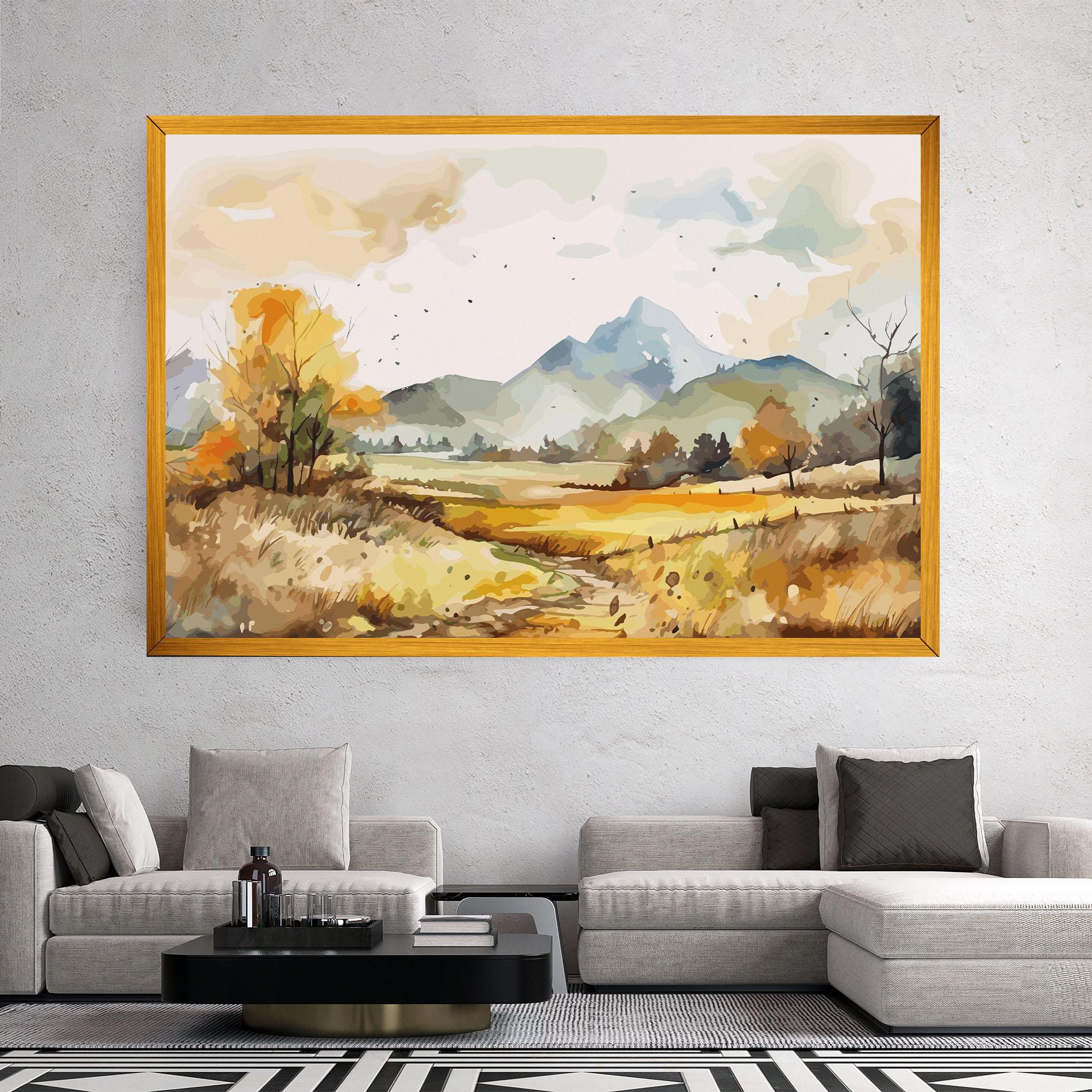 Картина на платно Yellow Blue Autumn mockup 2