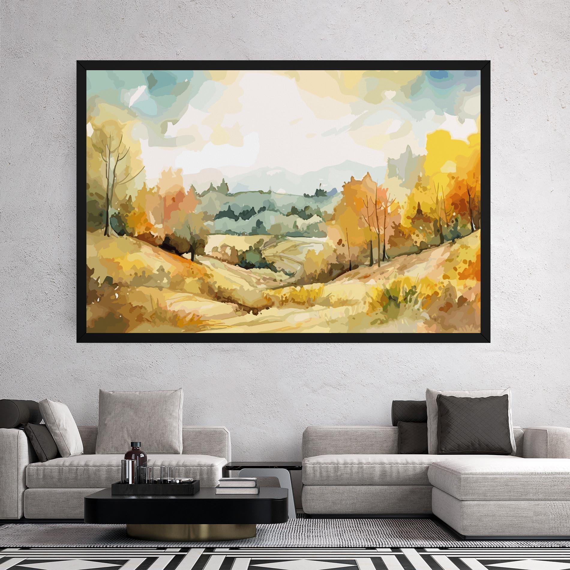 Картина на платно Green Yellow Autumn mockup 2