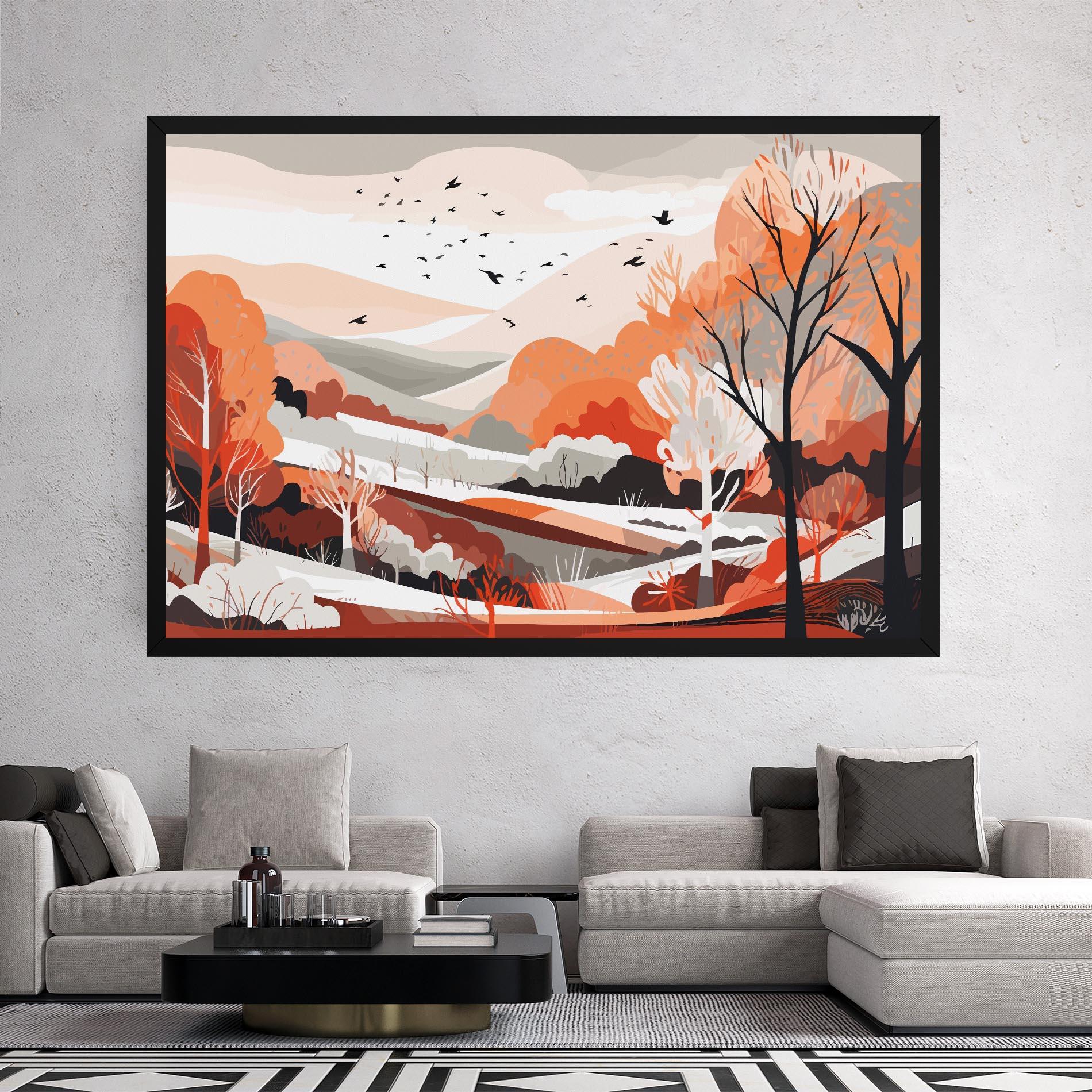 Картина на платно Grey Orange Autumn mockup 2