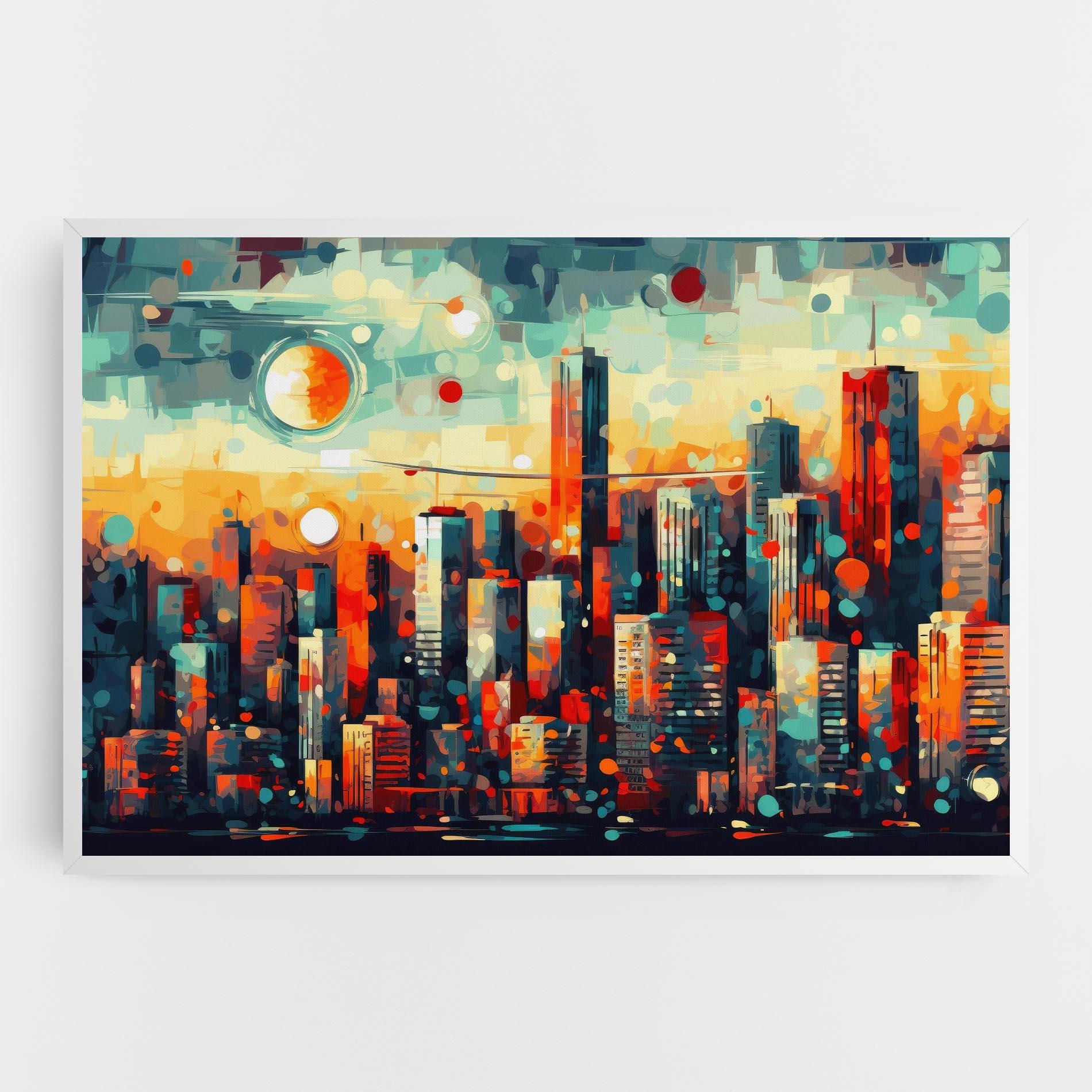 Картина на платно Colorful City Painting mockup 0