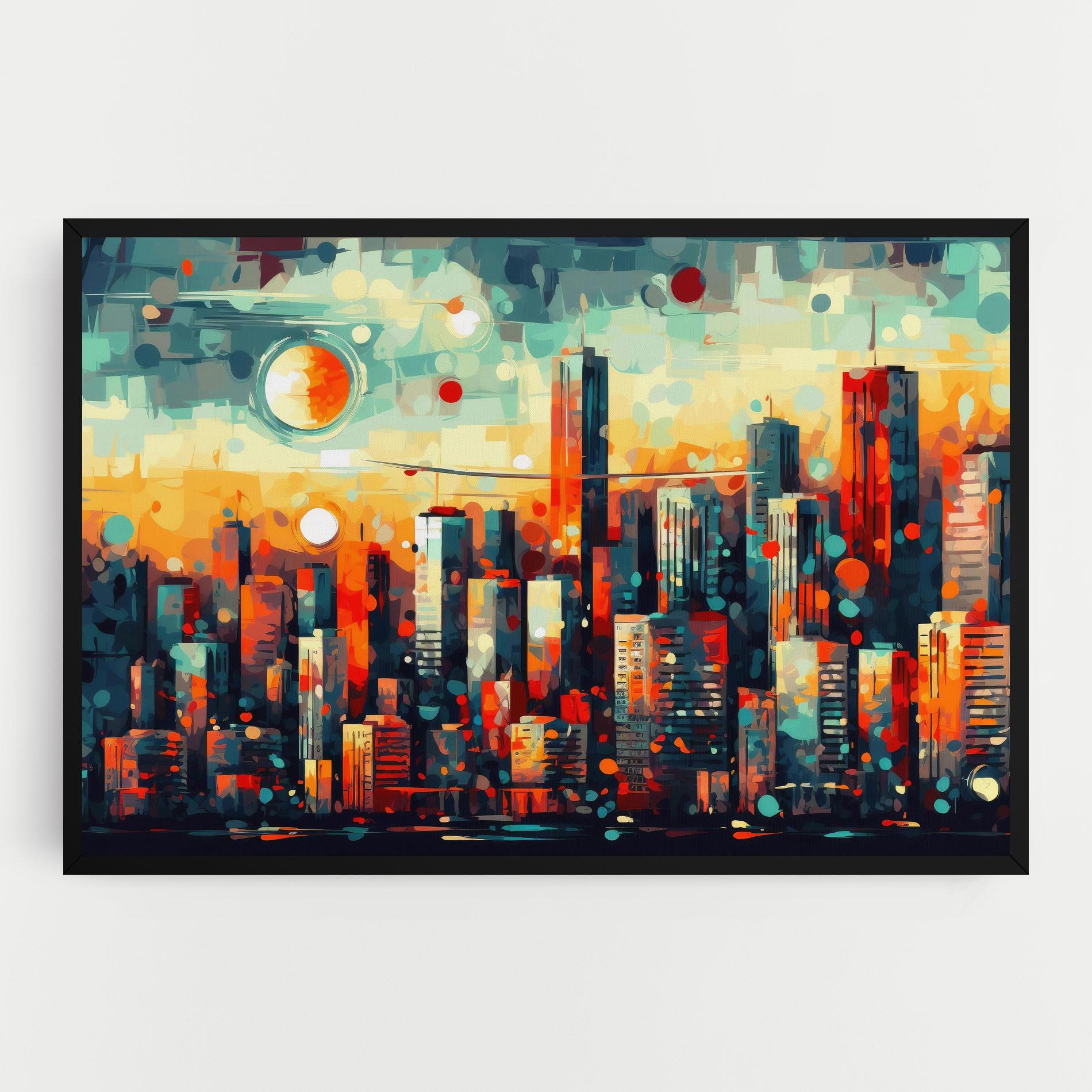 Картина на платно Colorful City Painting mockup 0