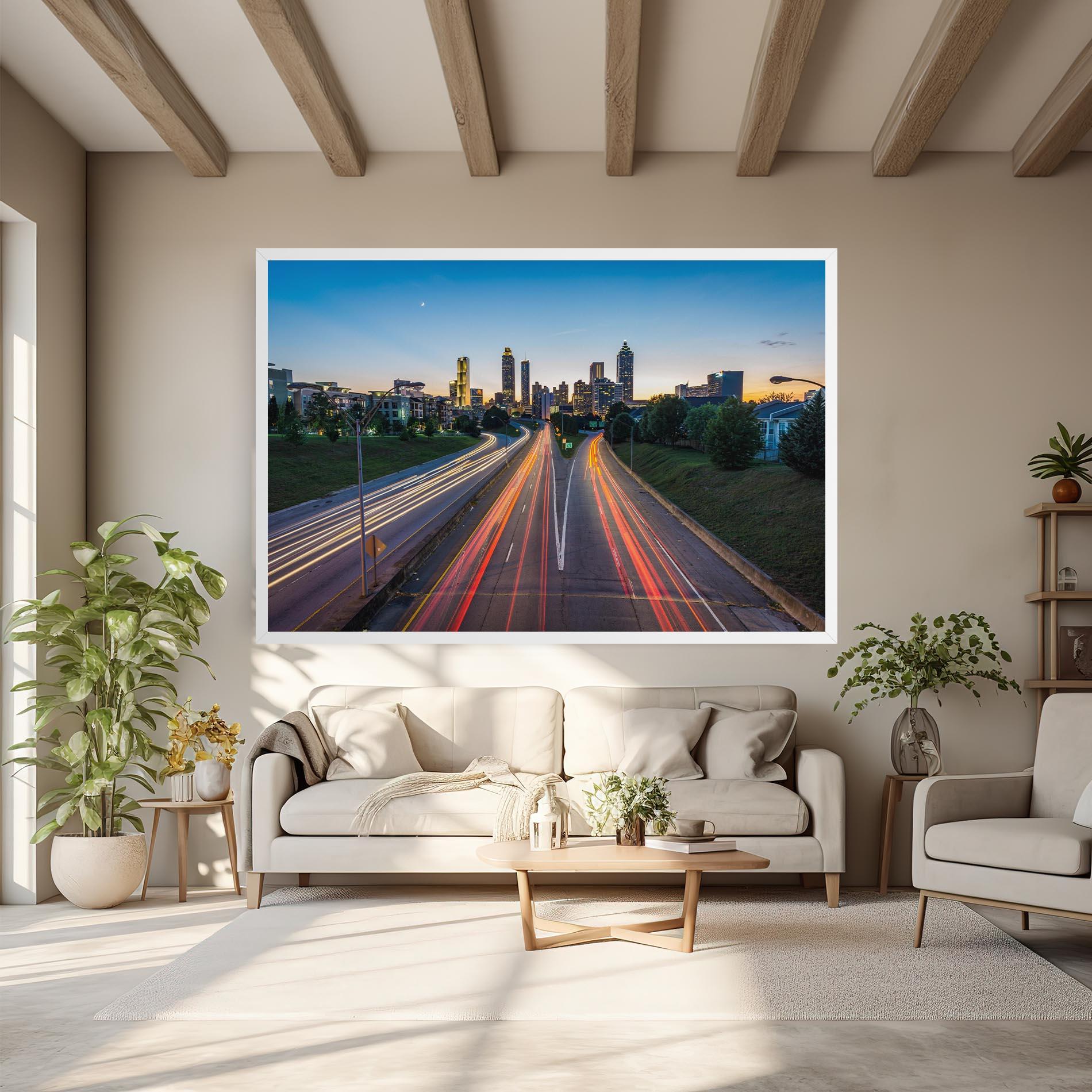 Картина на платно Car Lights City mockup 6