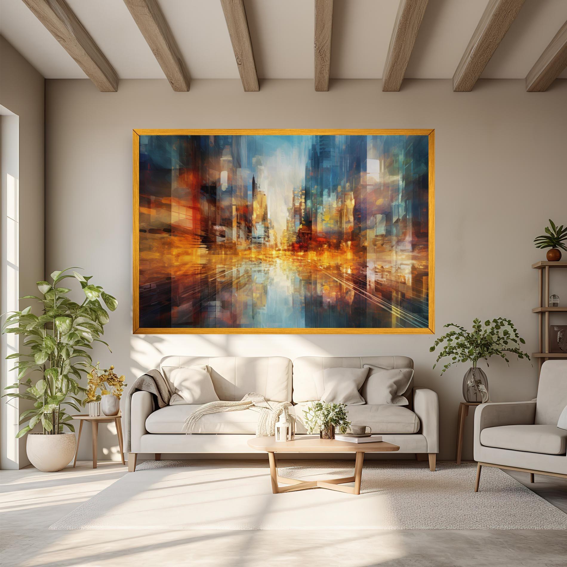 Картина на платно Orange Lights City mockup 6