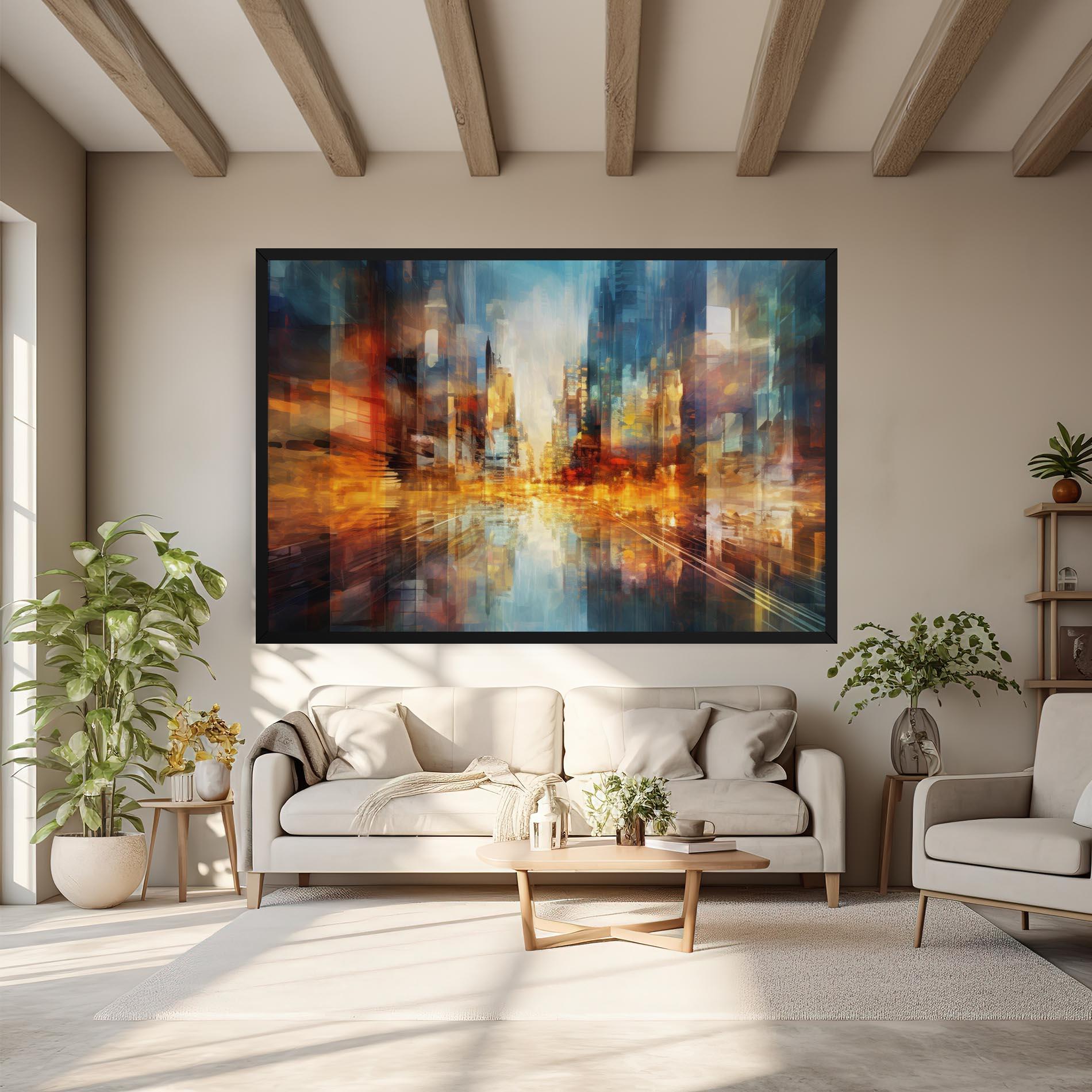 Картина на платно Orange Lights City mockup 6