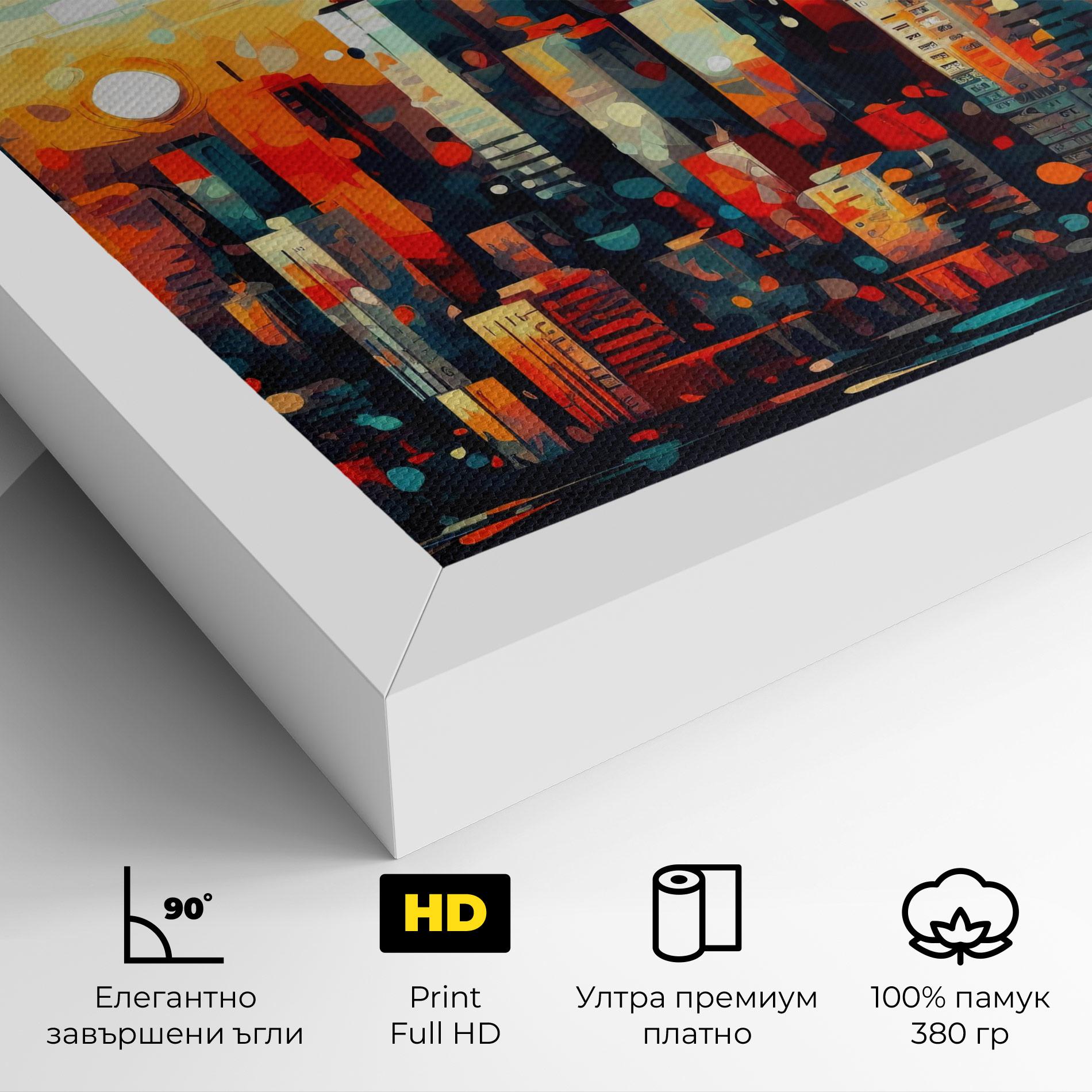 Картина на платно Colorful City Painting mockup 4