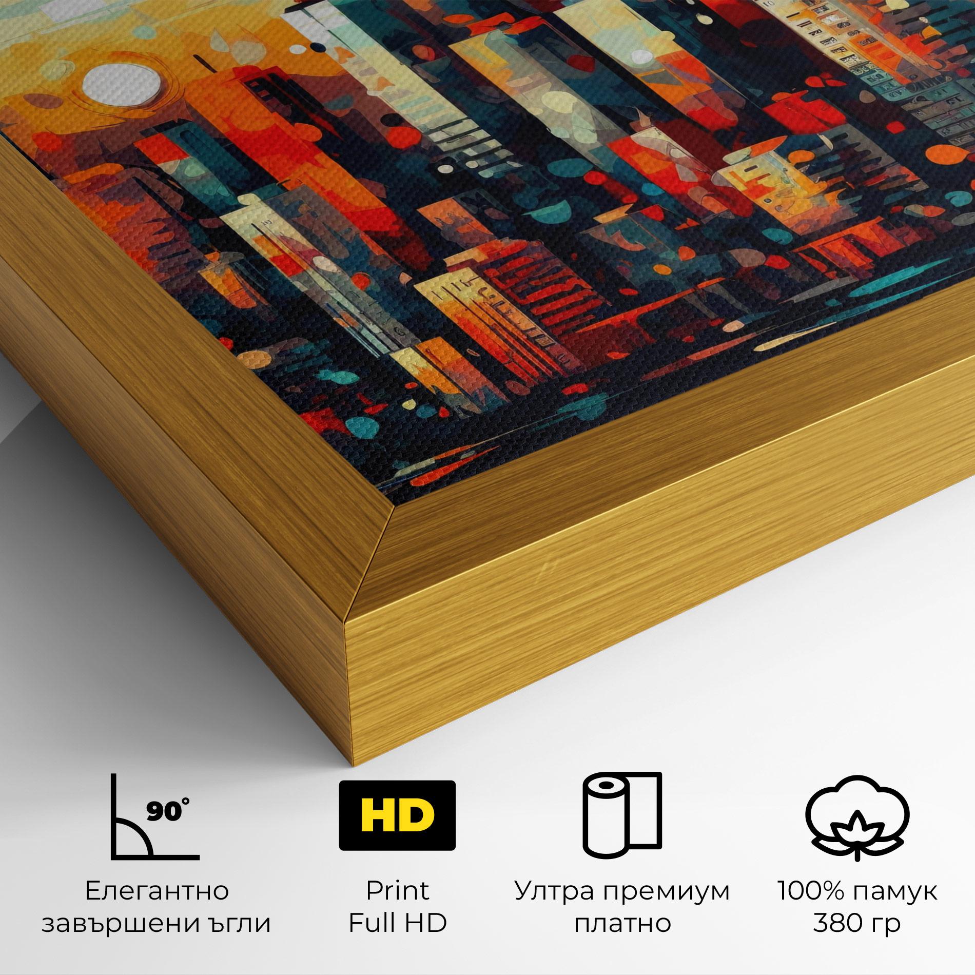 Картина на платно Colorful City Painting mockup 4