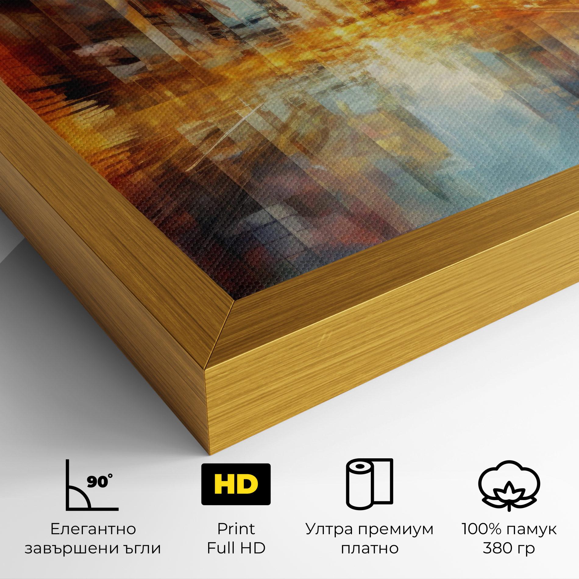 Картина на платно Orange Lights City mockup 4