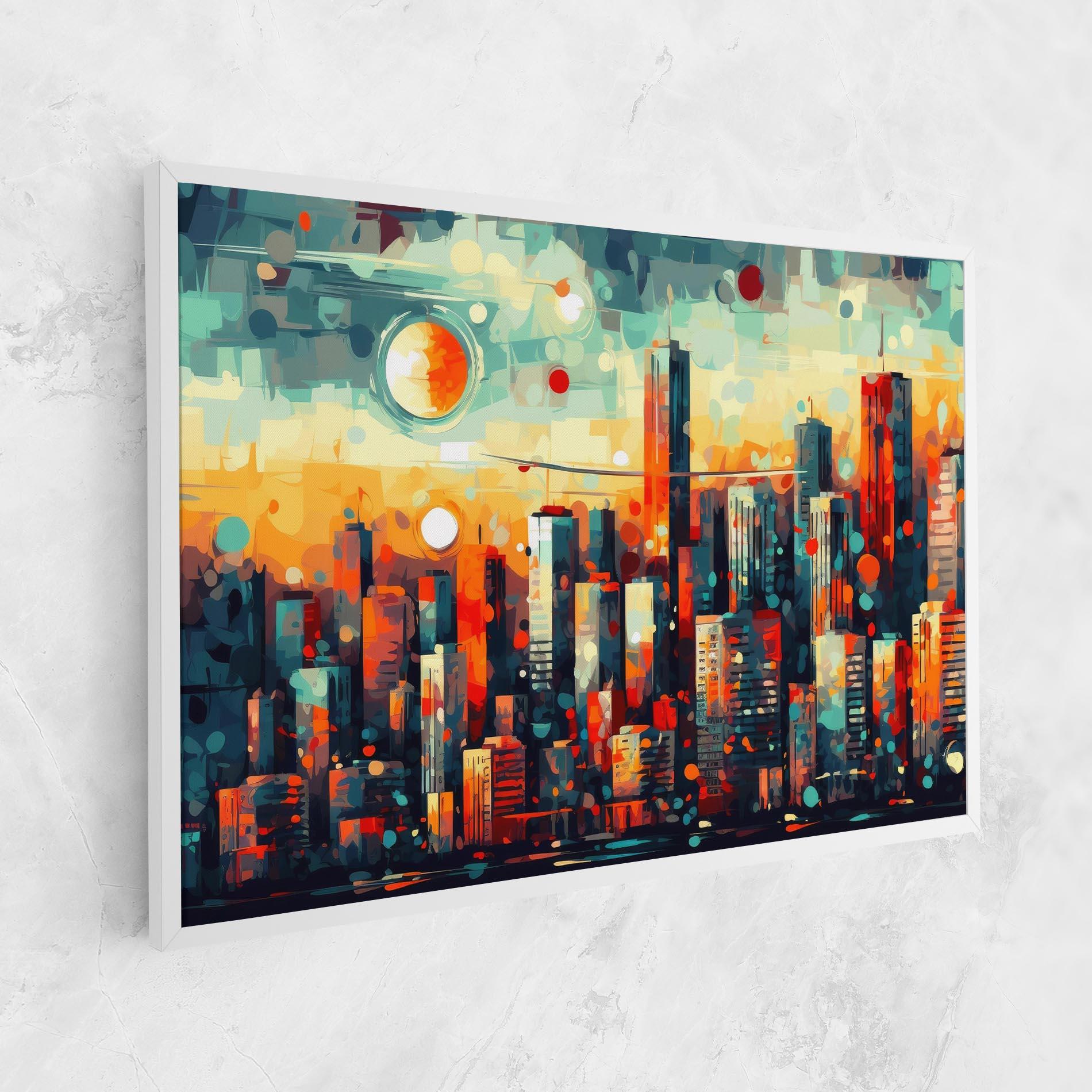 Картина на платно Colorful City Painting mockup 1
