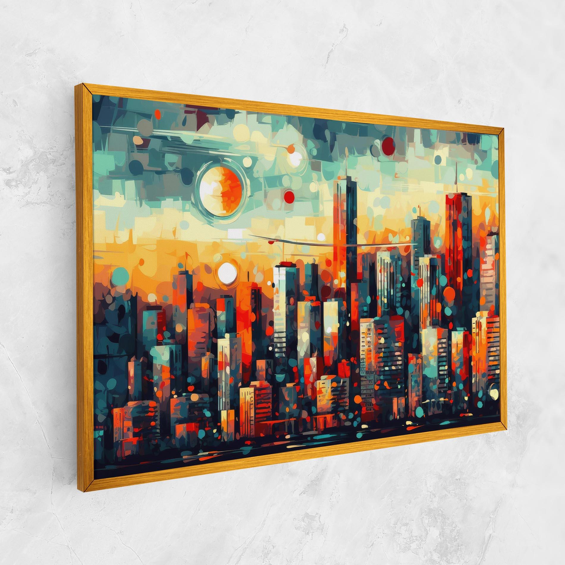 Картина на платно Colorful City Painting mockup 1
