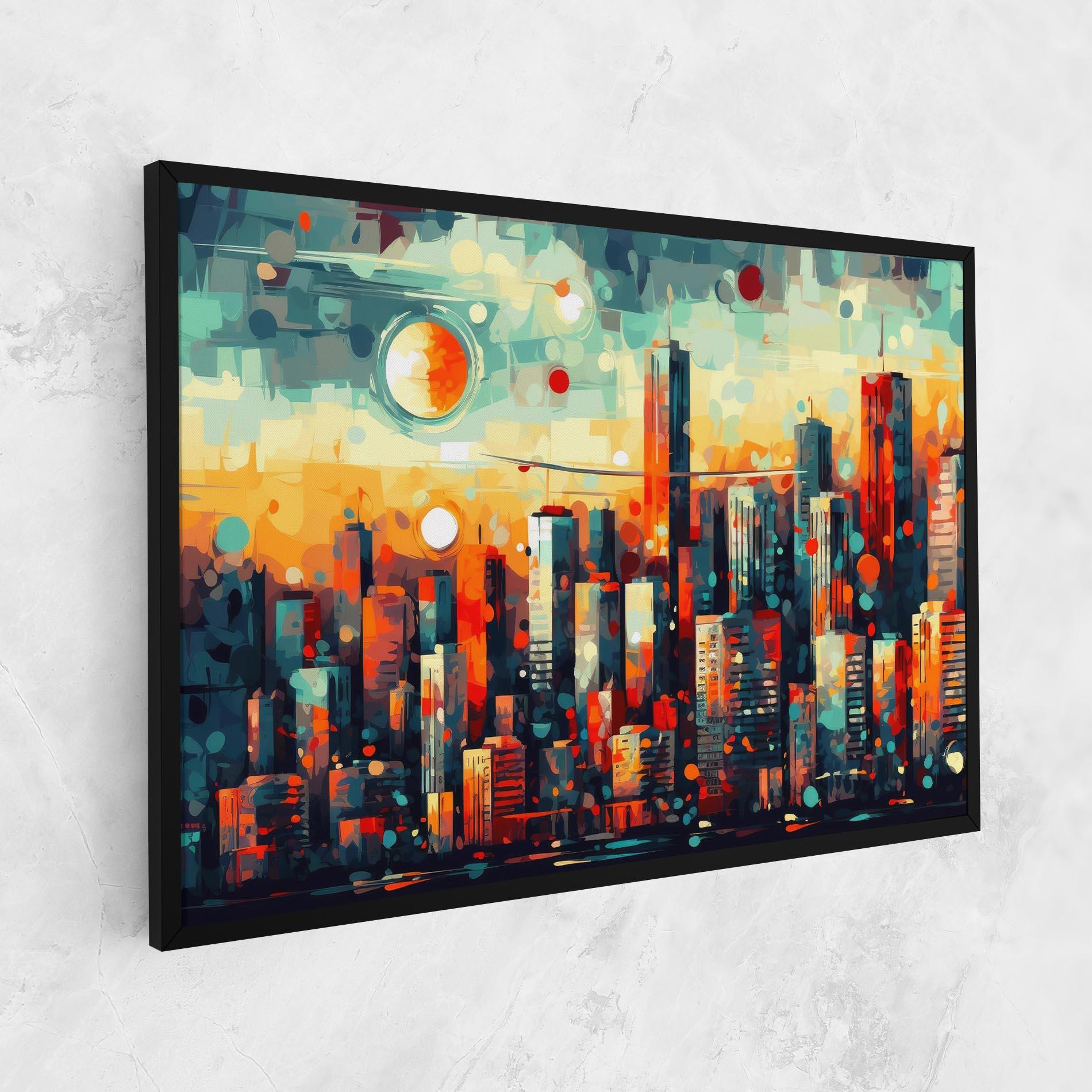 Картина на платно Colorful City Painting mockup 1