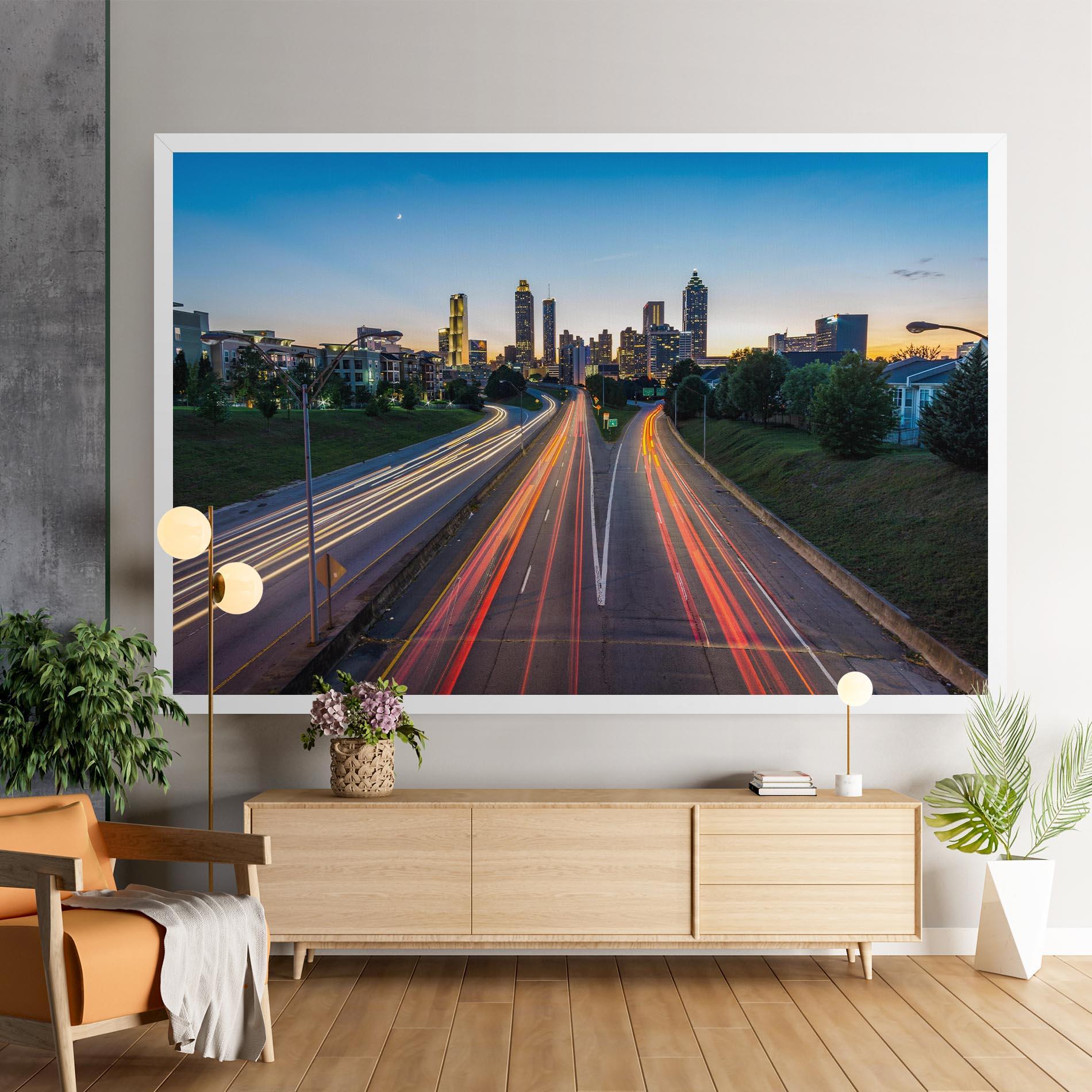 Картина на платно Car Lights City mockup 9