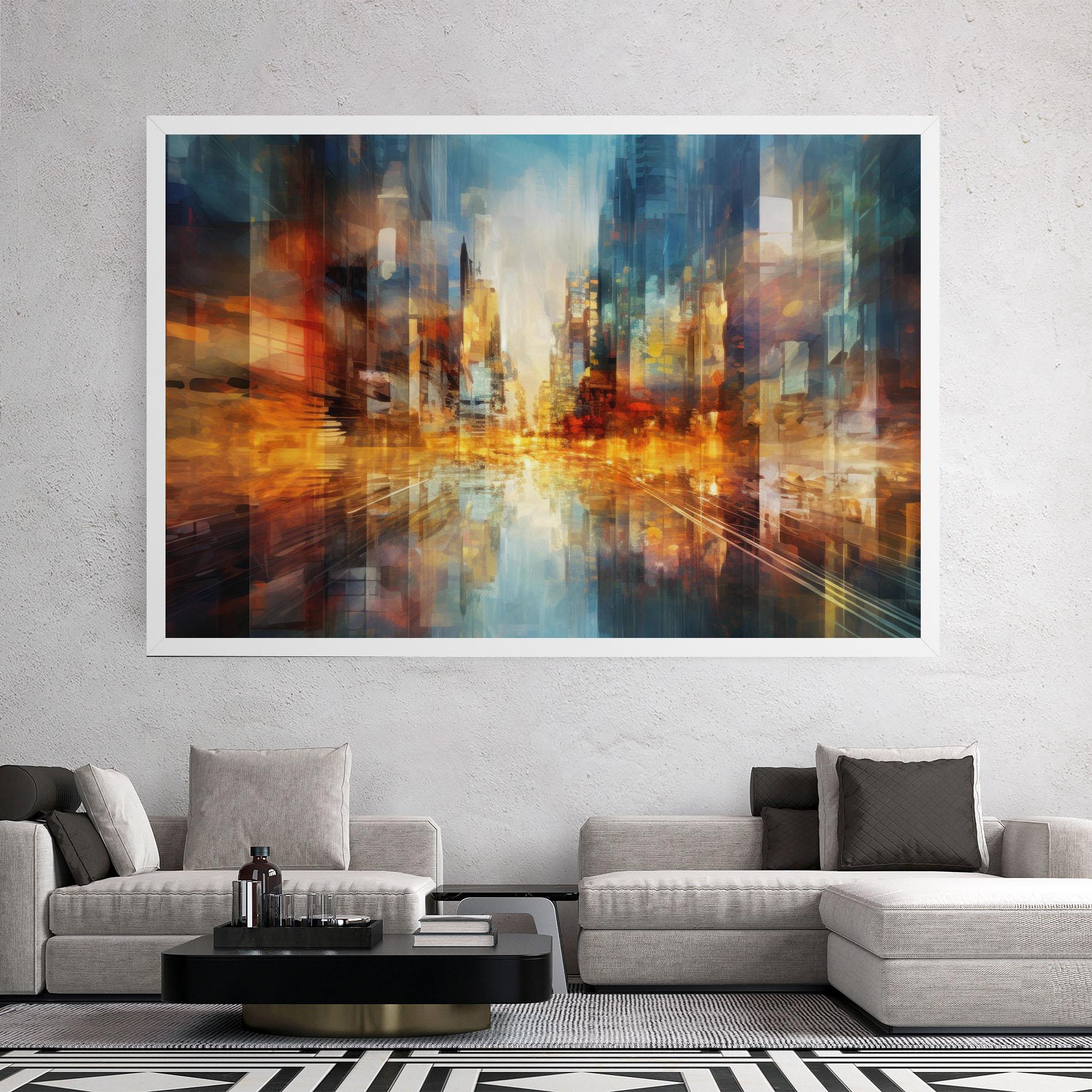 Картина на платно Orange Lights City mockup 2