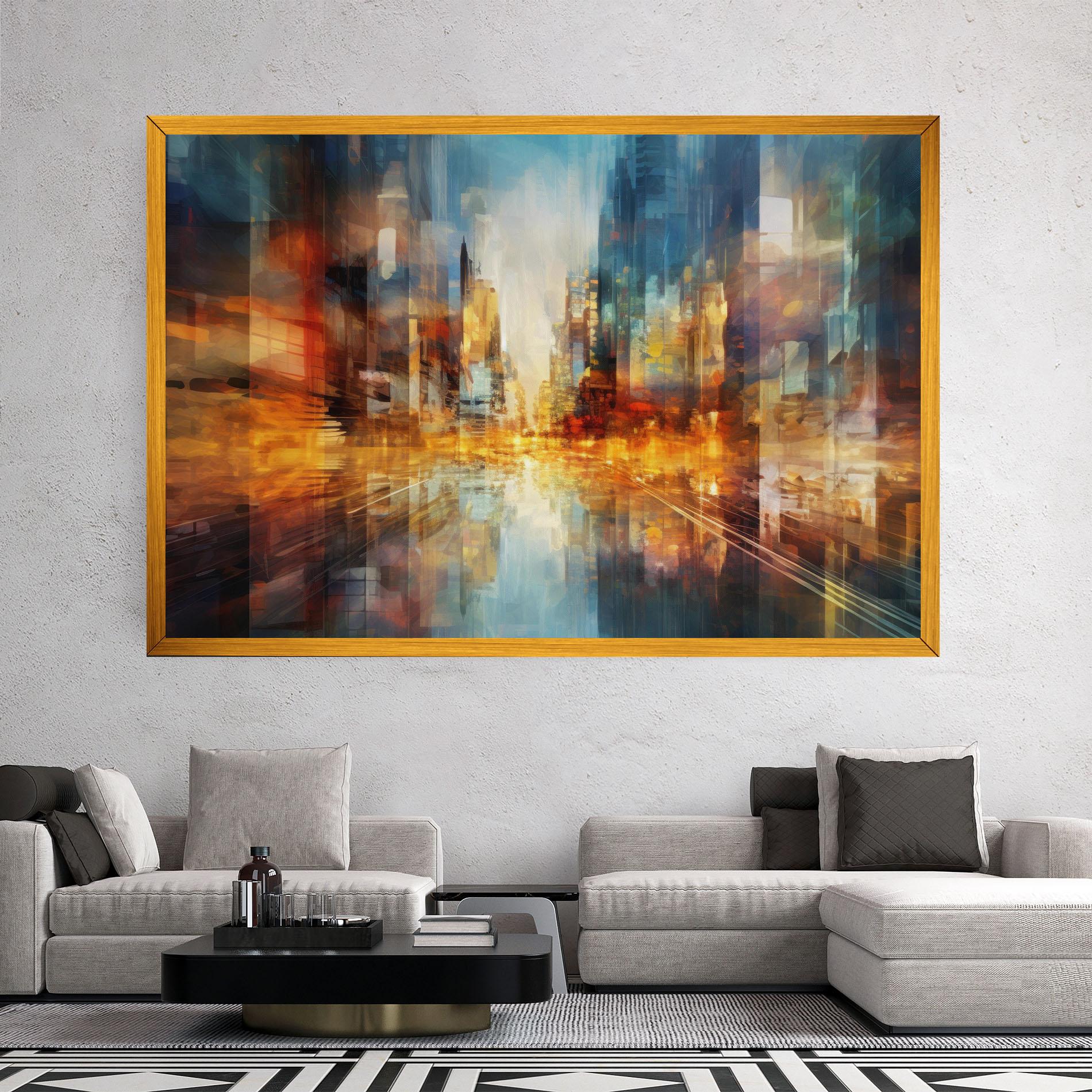 Картина на платно Orange Lights City mockup 2