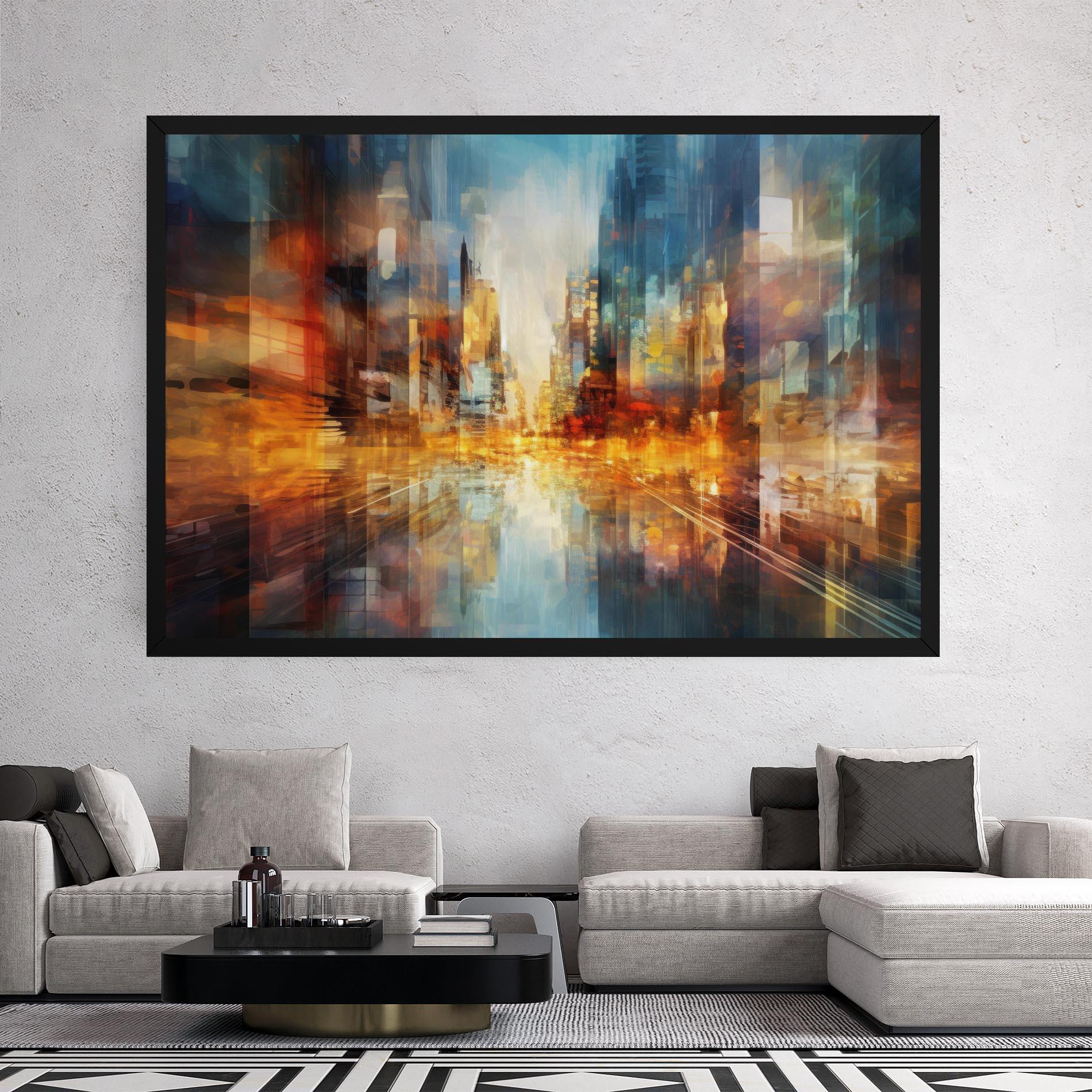 Картина на платно Orange Lights City mockup 2