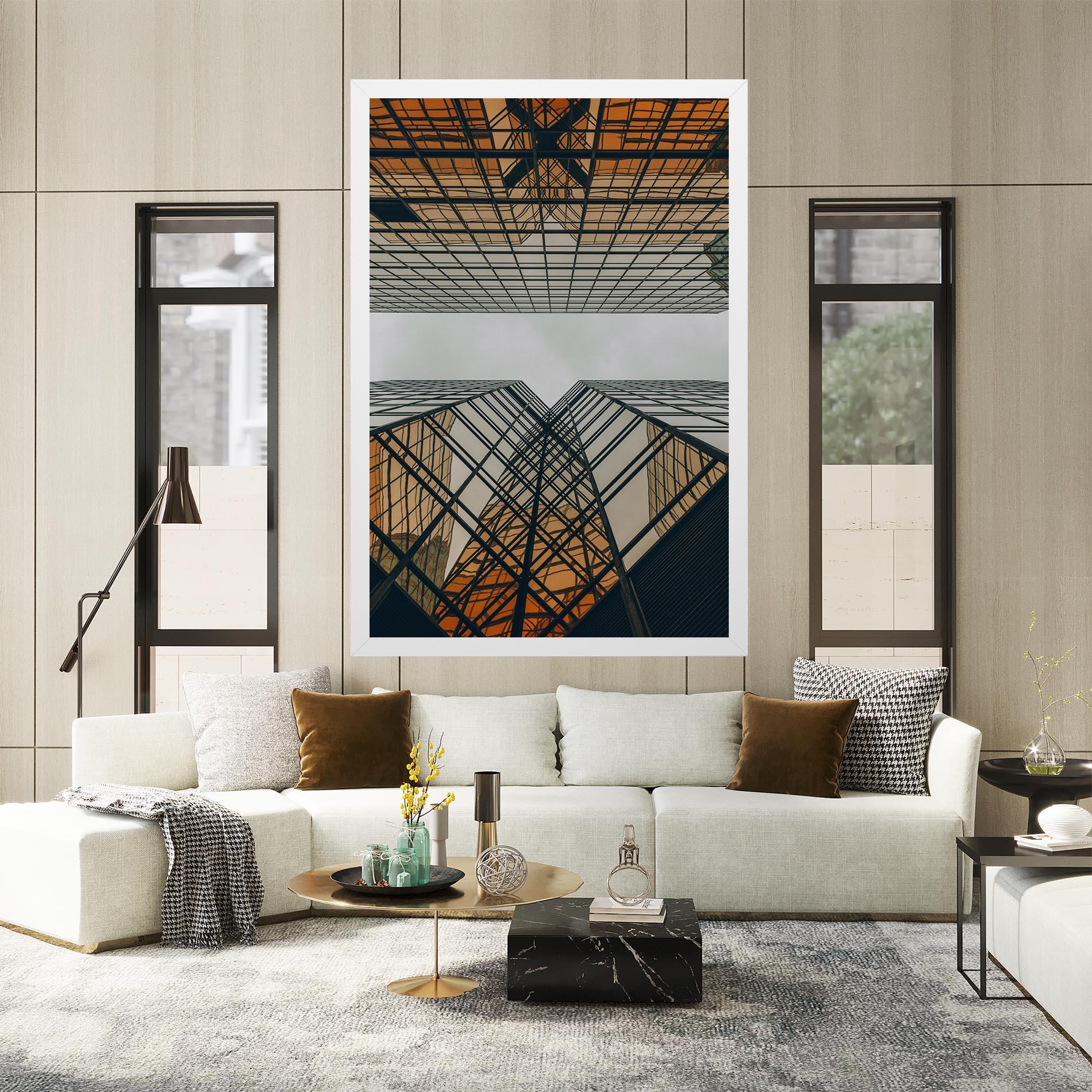 Картина на платно Orange Glass Building mockup 2