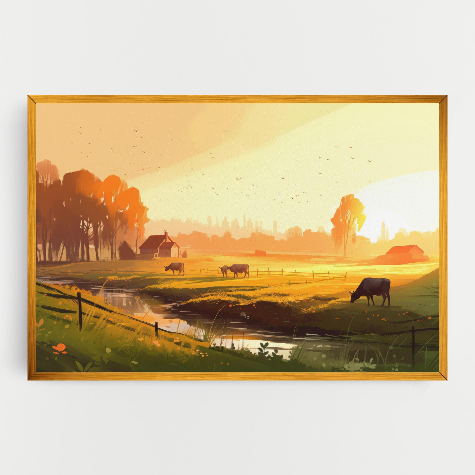 Картина на платно Sunlight Cows mockup 0