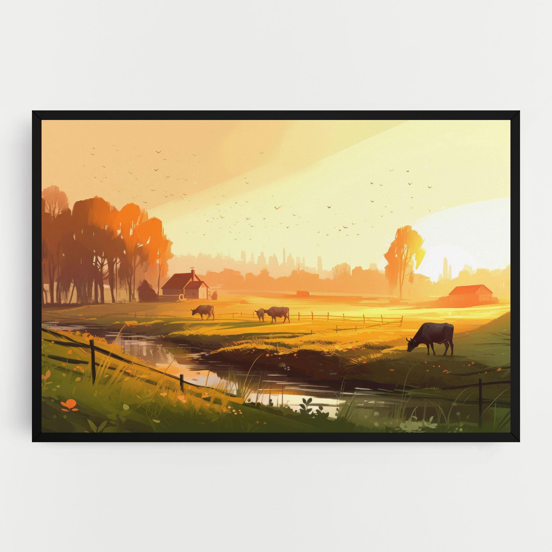 Картина на платно Sunlight Cows mockup 0