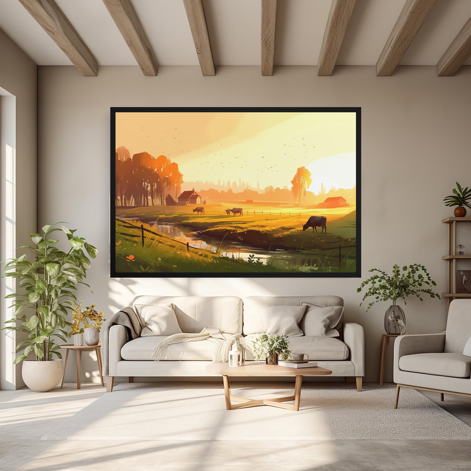 Картина на платно Sunlight Cows mockup 6