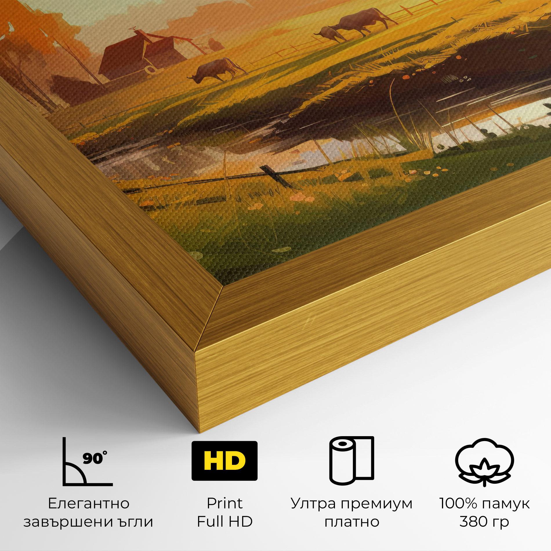 Картина на платно Sunlight Cows mockup 4