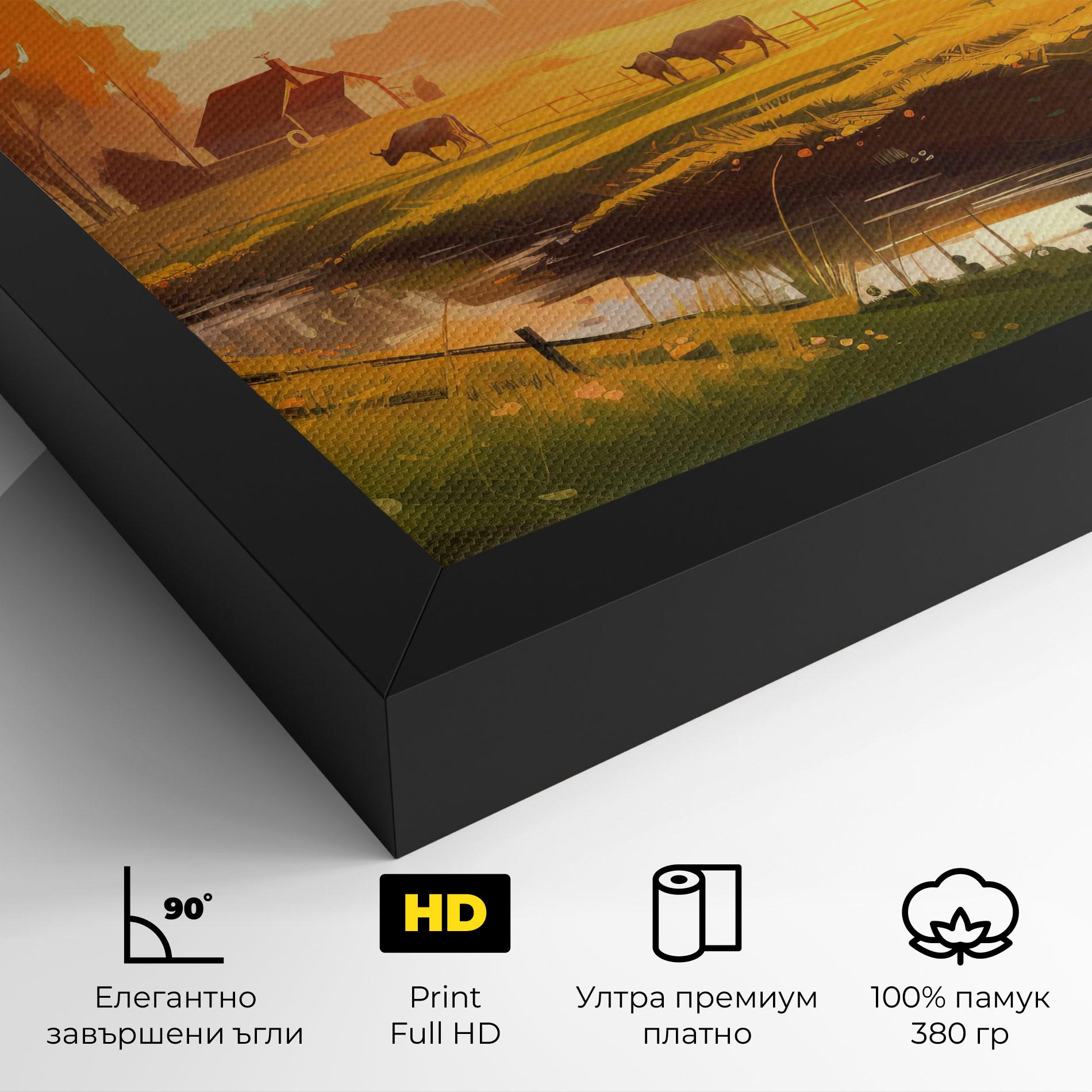 Картина на платно Sunlight Cows mockup 4