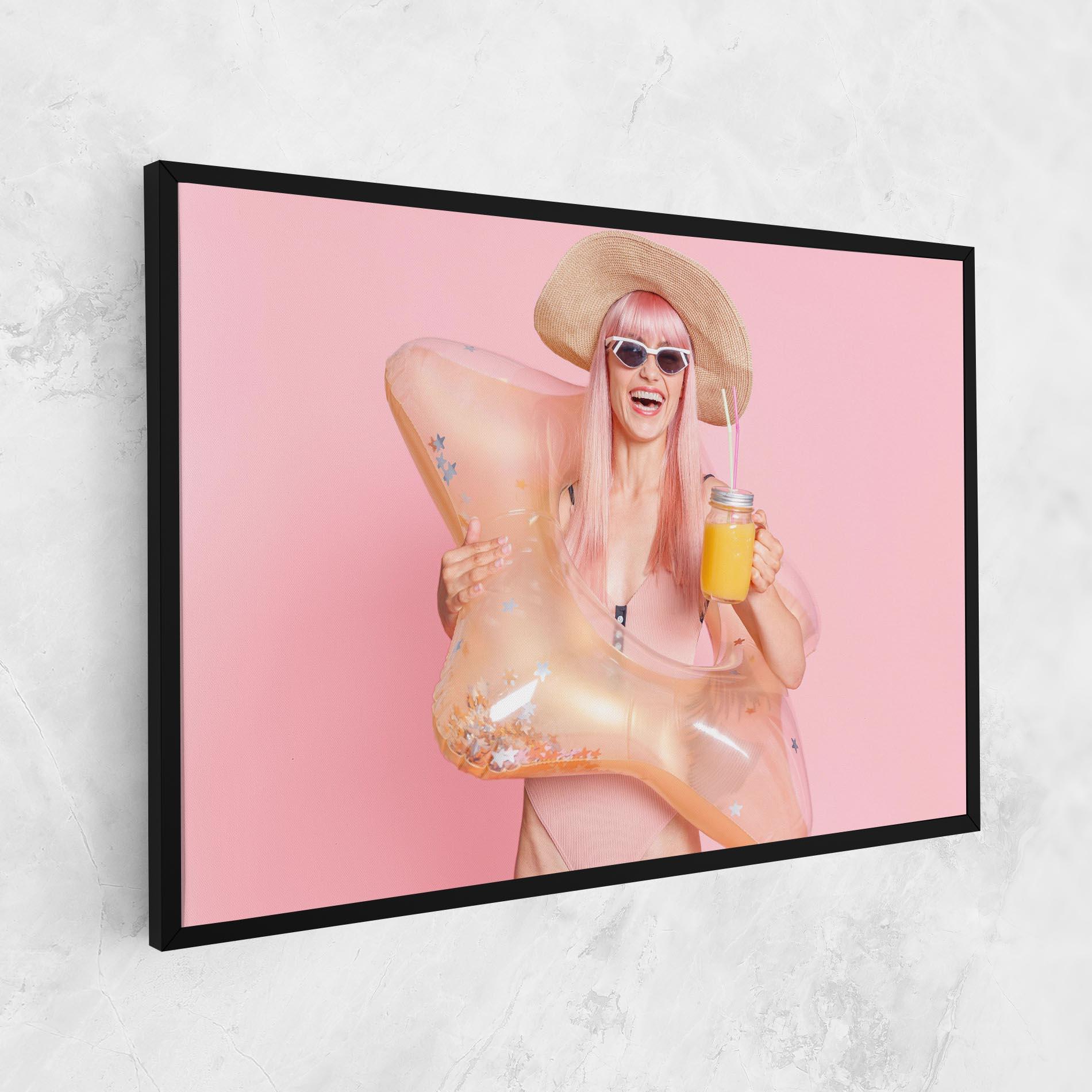 Картина на платно Joyful Pink Woman mockup 1